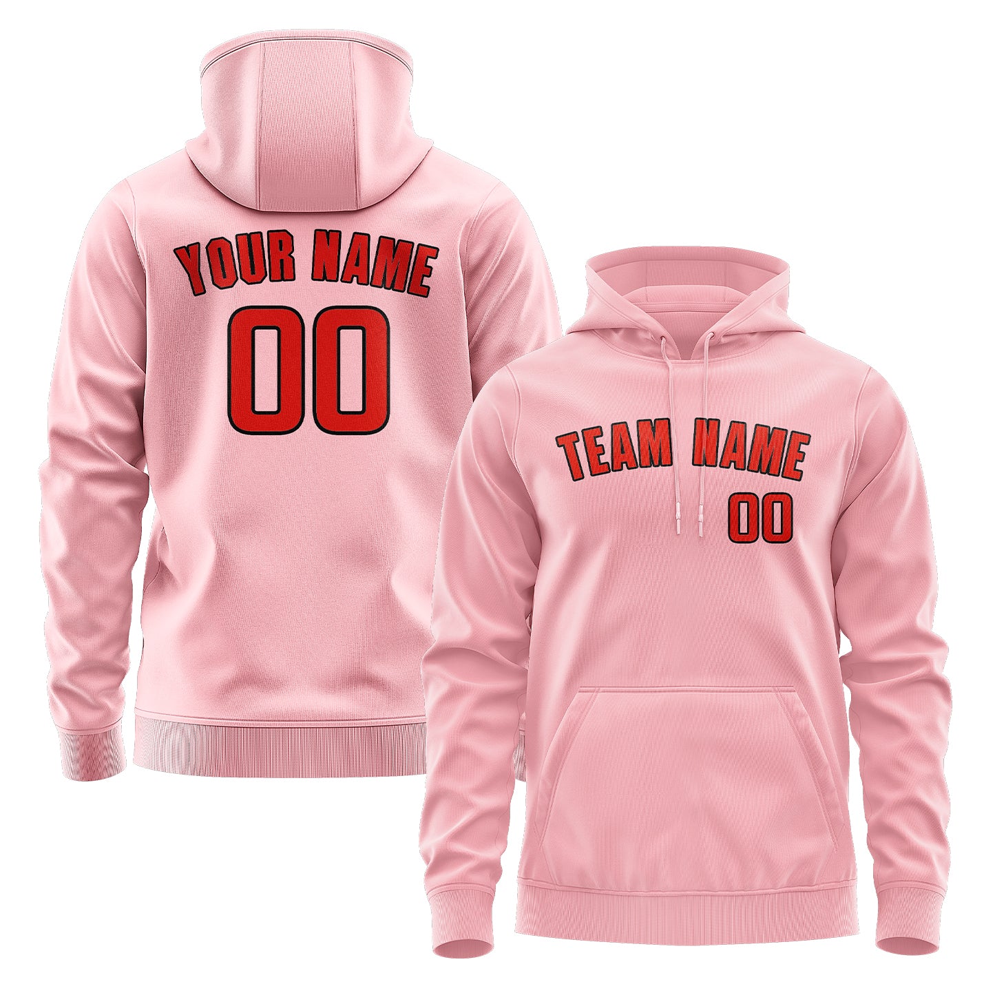 Maßgeschneidertes Rosa Orangerot Hoodie