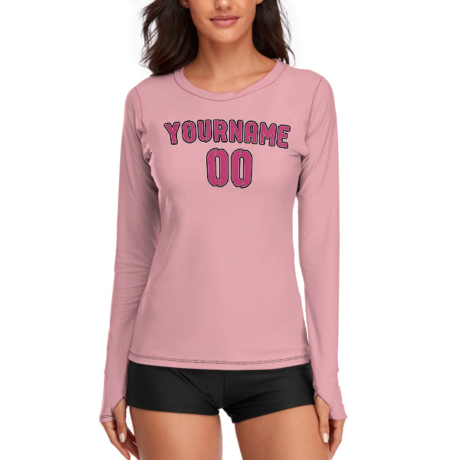 Maßgeschneidertes Rosa Rosarot Damen Langarmshirt