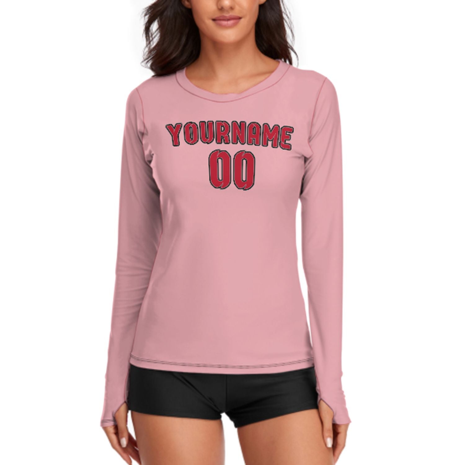 Maßgeschneidertes Rosa Rot Damen Langarmshirt
