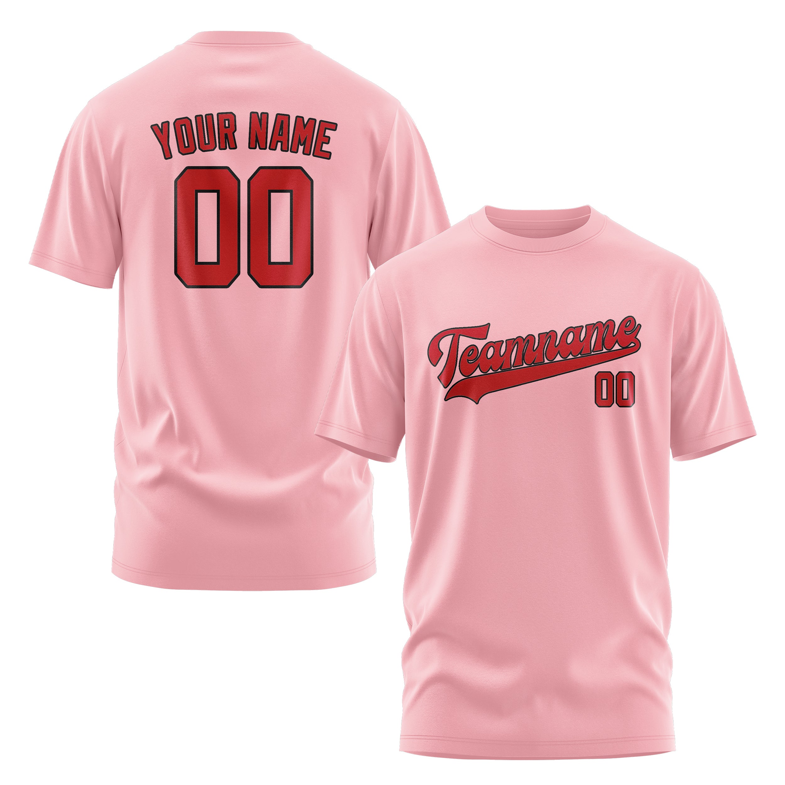Maßgeschneidertes Rosa Rot T-Shirt