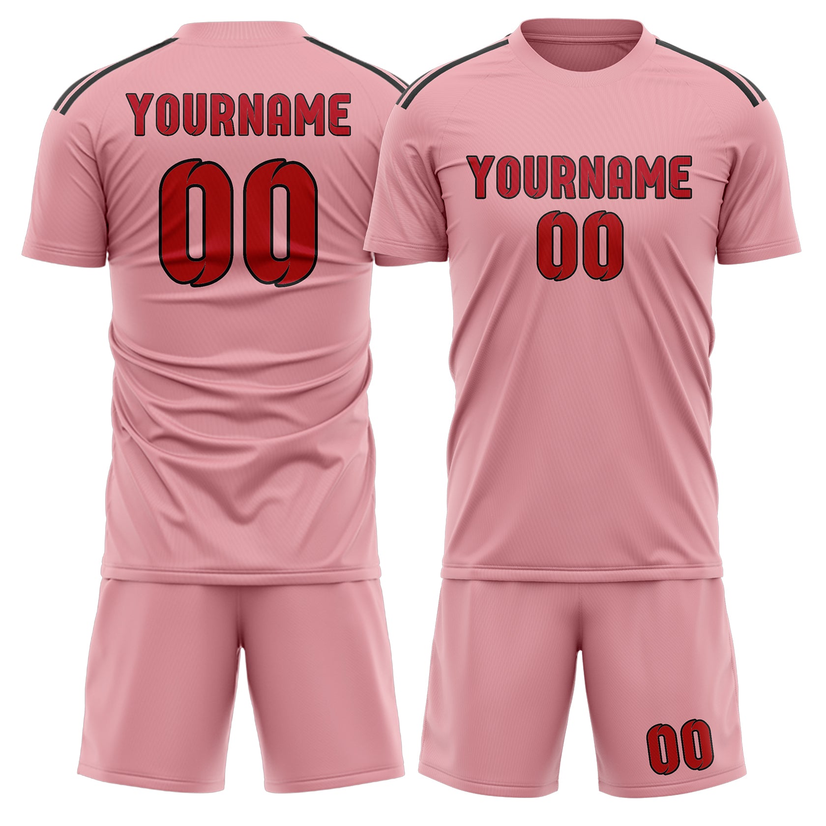 Set di maglie da football rosa e rosse professionali personalizzate