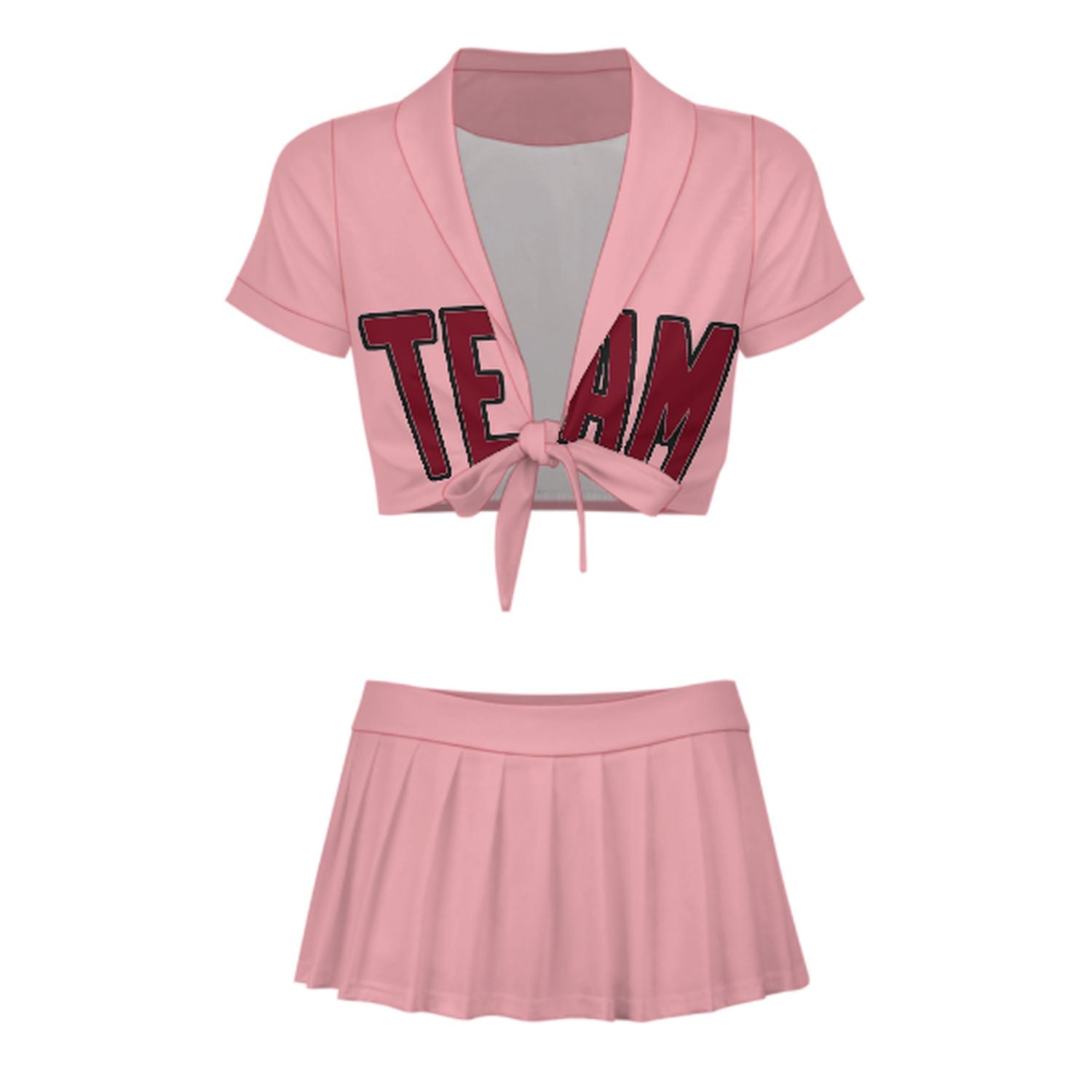 Maßgeschneidertes Rosa Karmesinrot Cheerleader Outfit Set