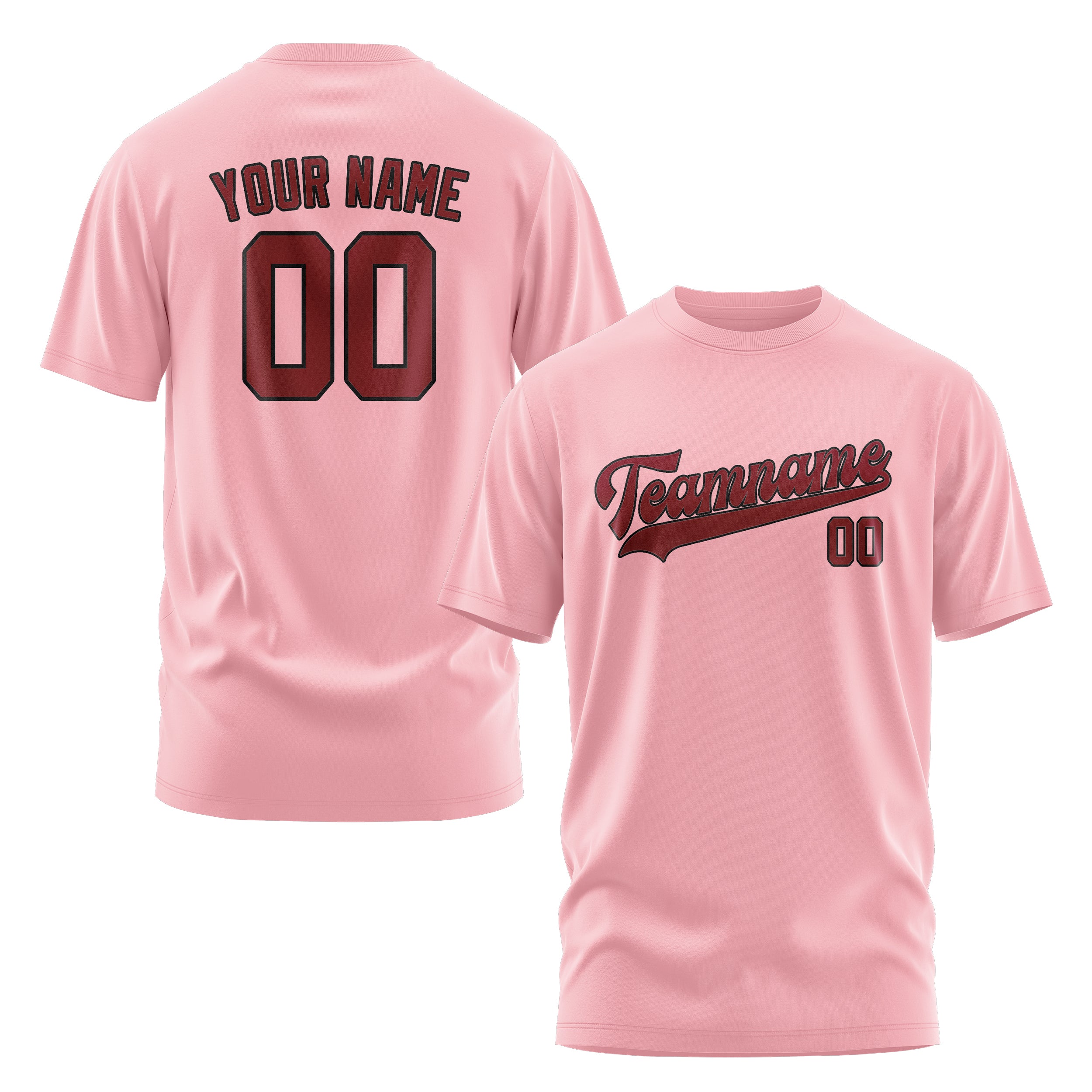 Maßgeschneidertes Rosa Karmesinrot T-Shirt