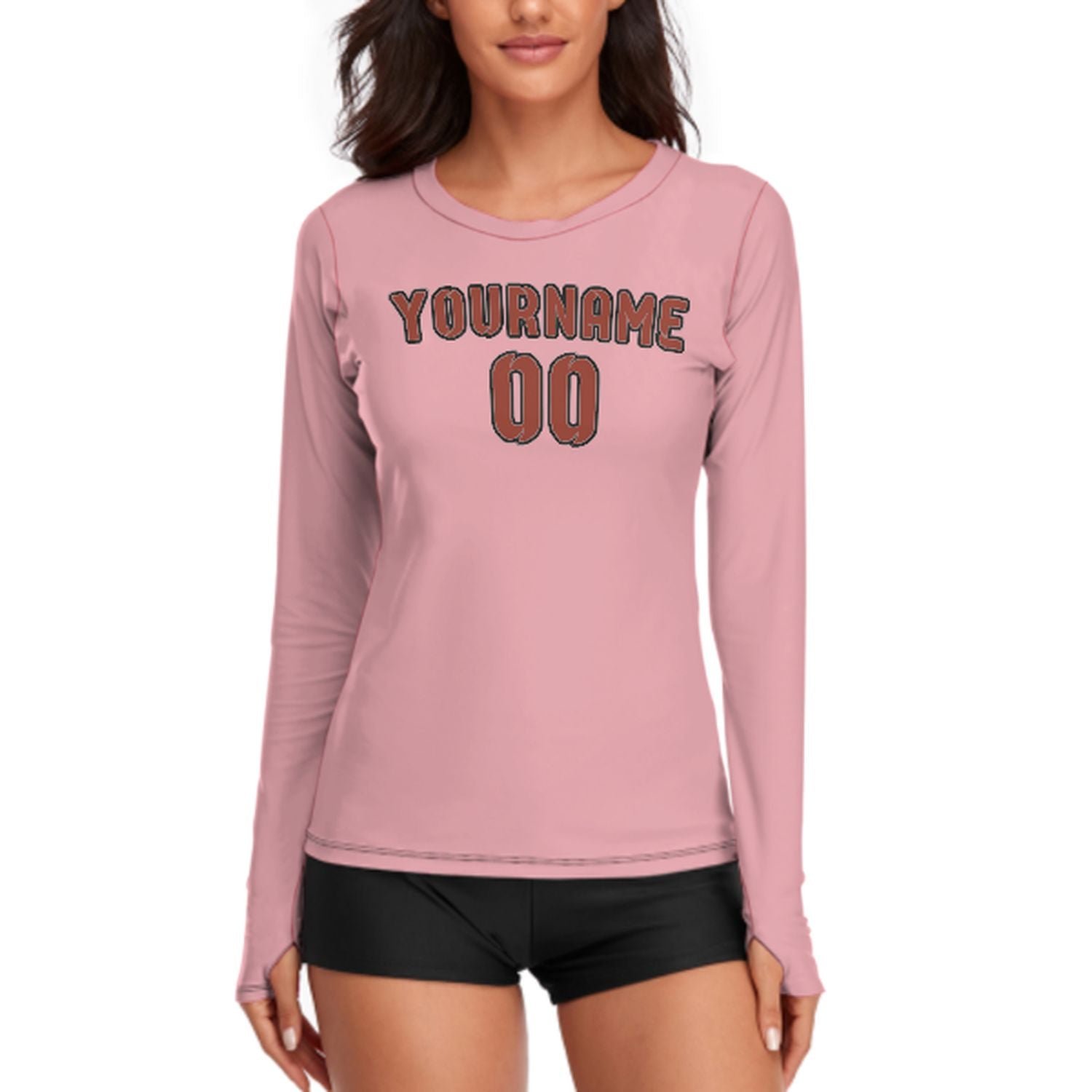 Maßgeschneidertes Rosa Korallenrot Damen Langarmshirt