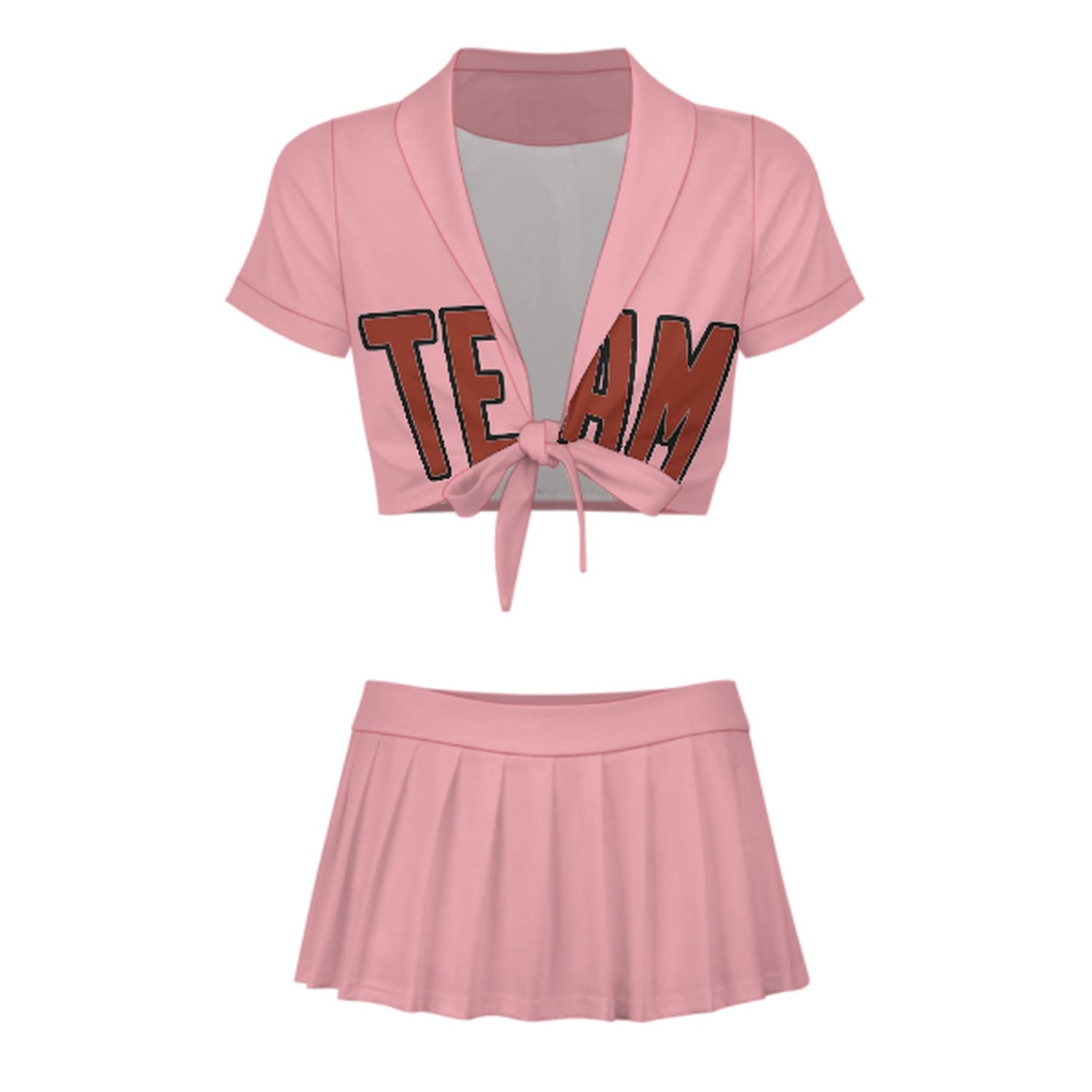 Maßgeschneidertes Rosa Korallenrot Cheerleader Outfit Set