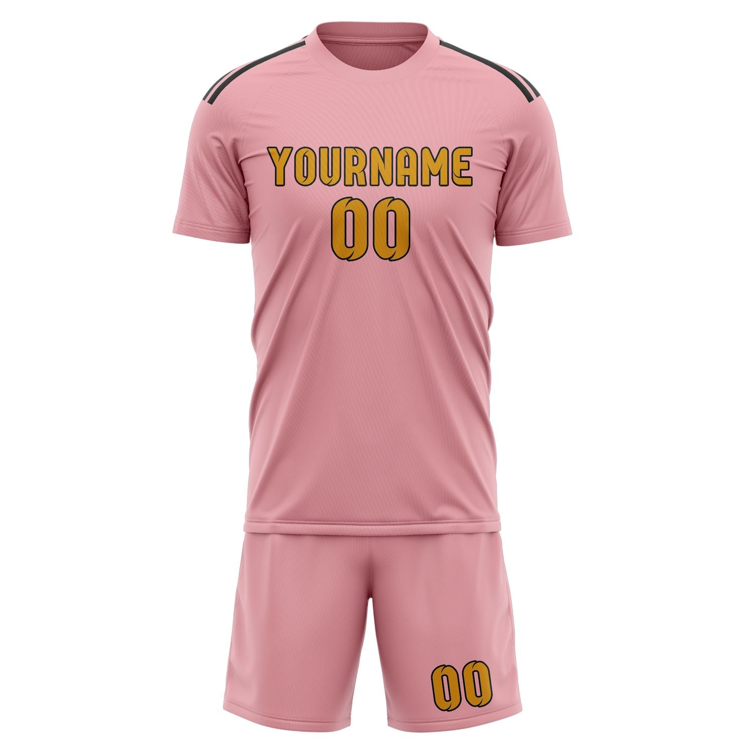 Set di maglie da calcio rosa e gialle personalizzate
