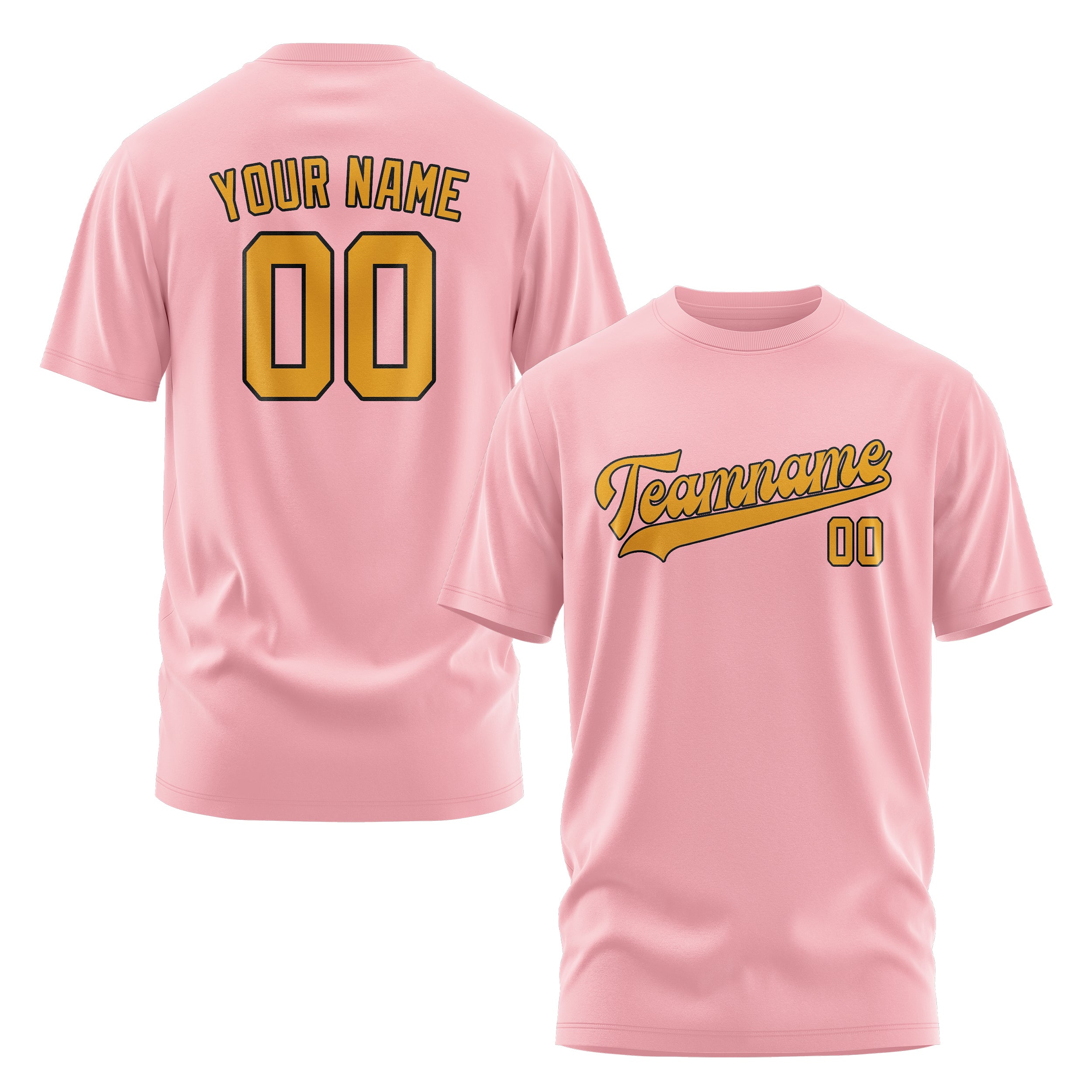 Maßgeschneidertes Rosa Gelb T-Shirt