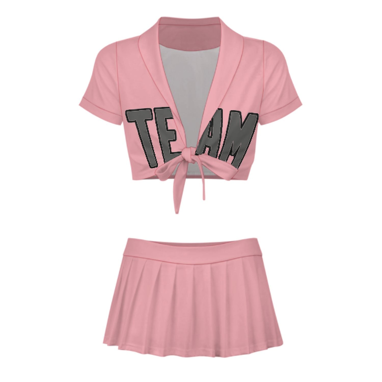 Maßgeschneidertes Rosa Dunkelgrau Cheerleader Outfit Set