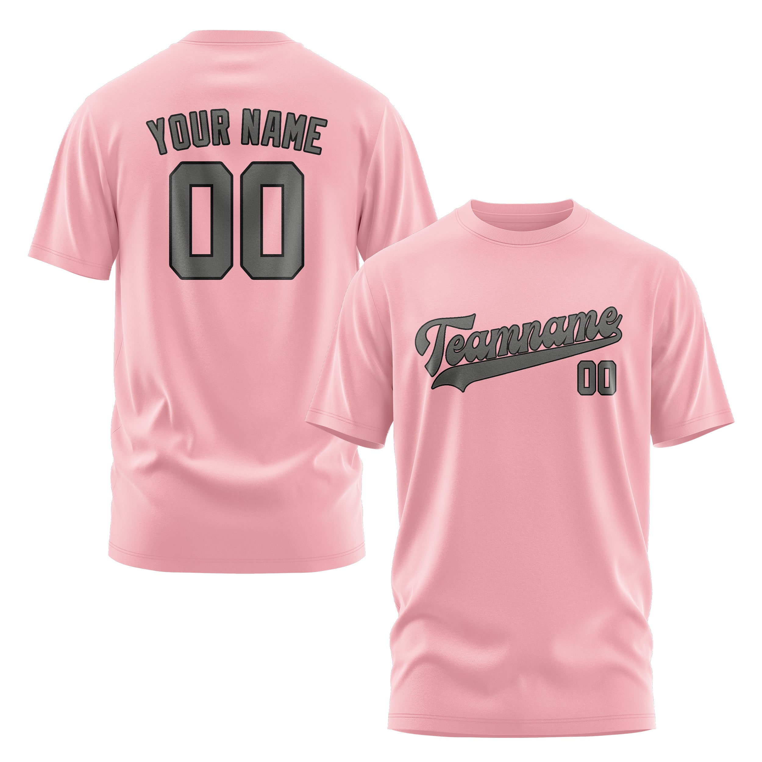 Maßgeschneidertes Rosa Dunkelgrau T-Shirt