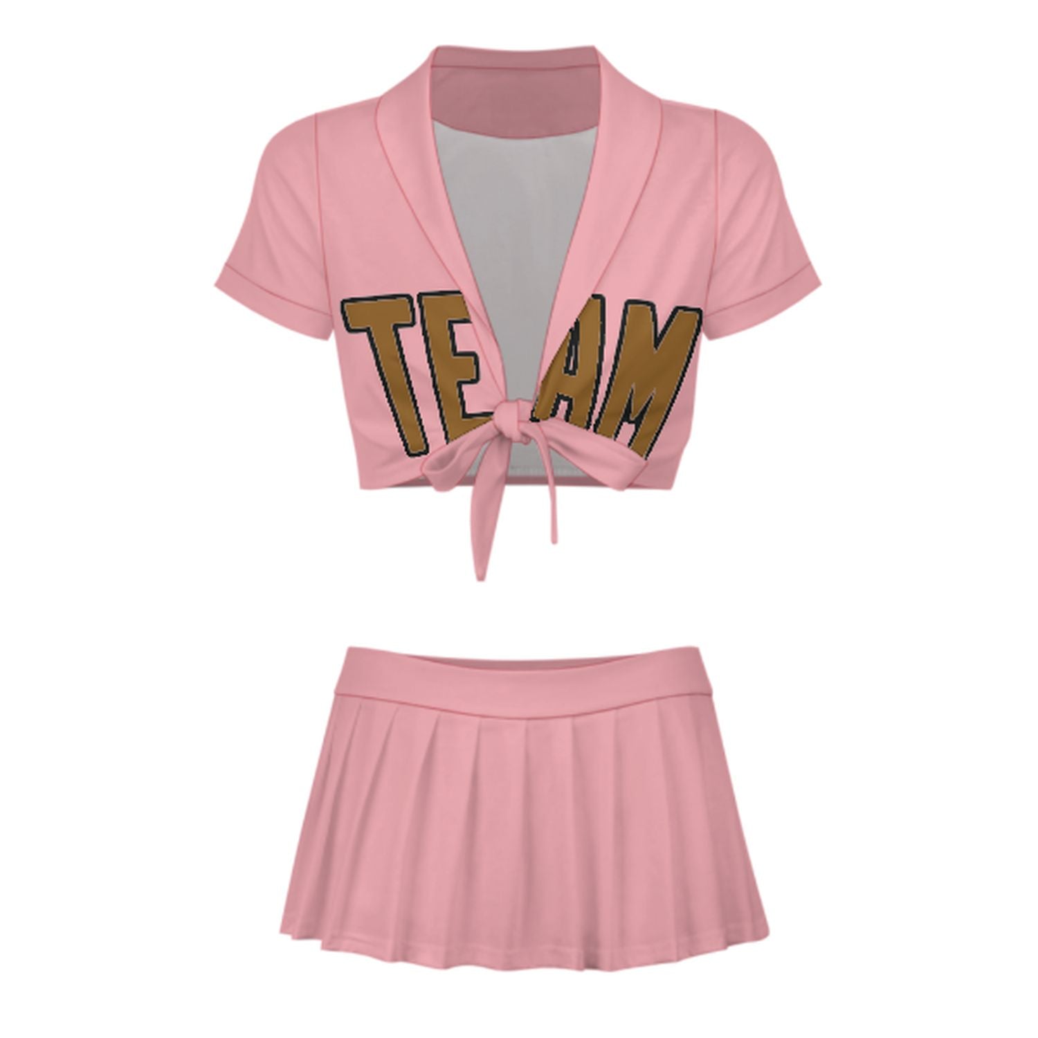 Maßgeschneidertes Rosa Khaki Cheerleader Outfit Set