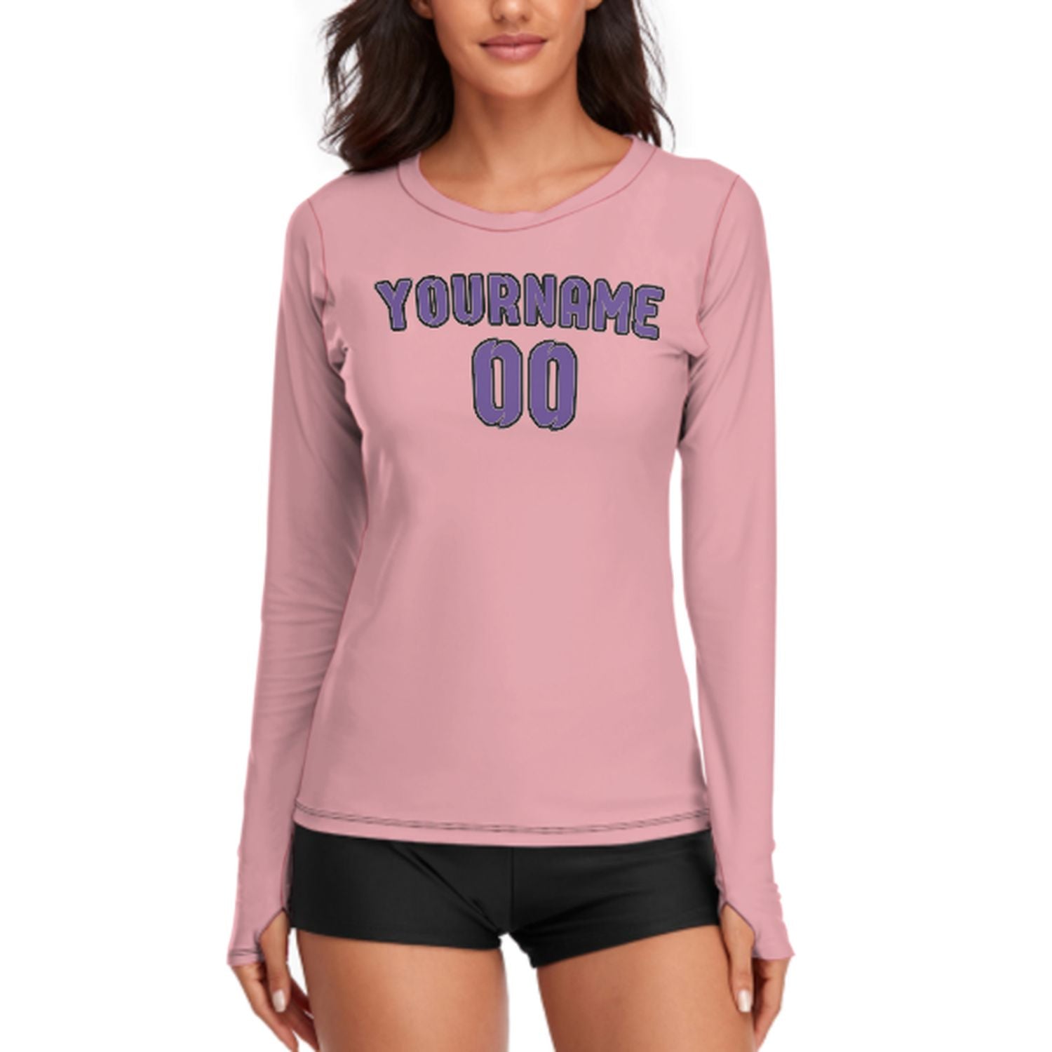 Maßgeschneidertes Rosa Lavendel Damen Langarmshirt