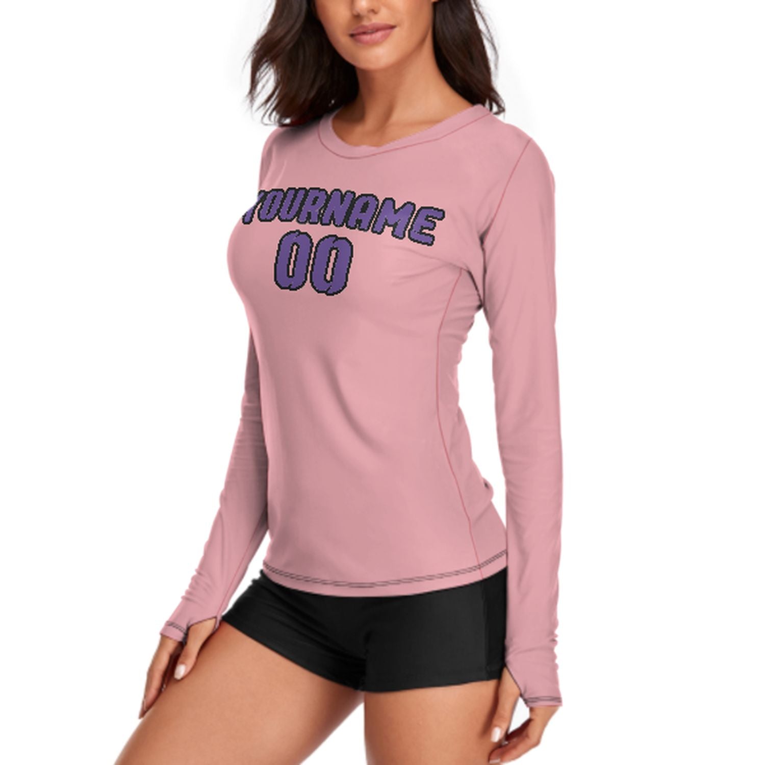 Maßgeschneidertes Rosa Lavendel Damen Langarmshirt