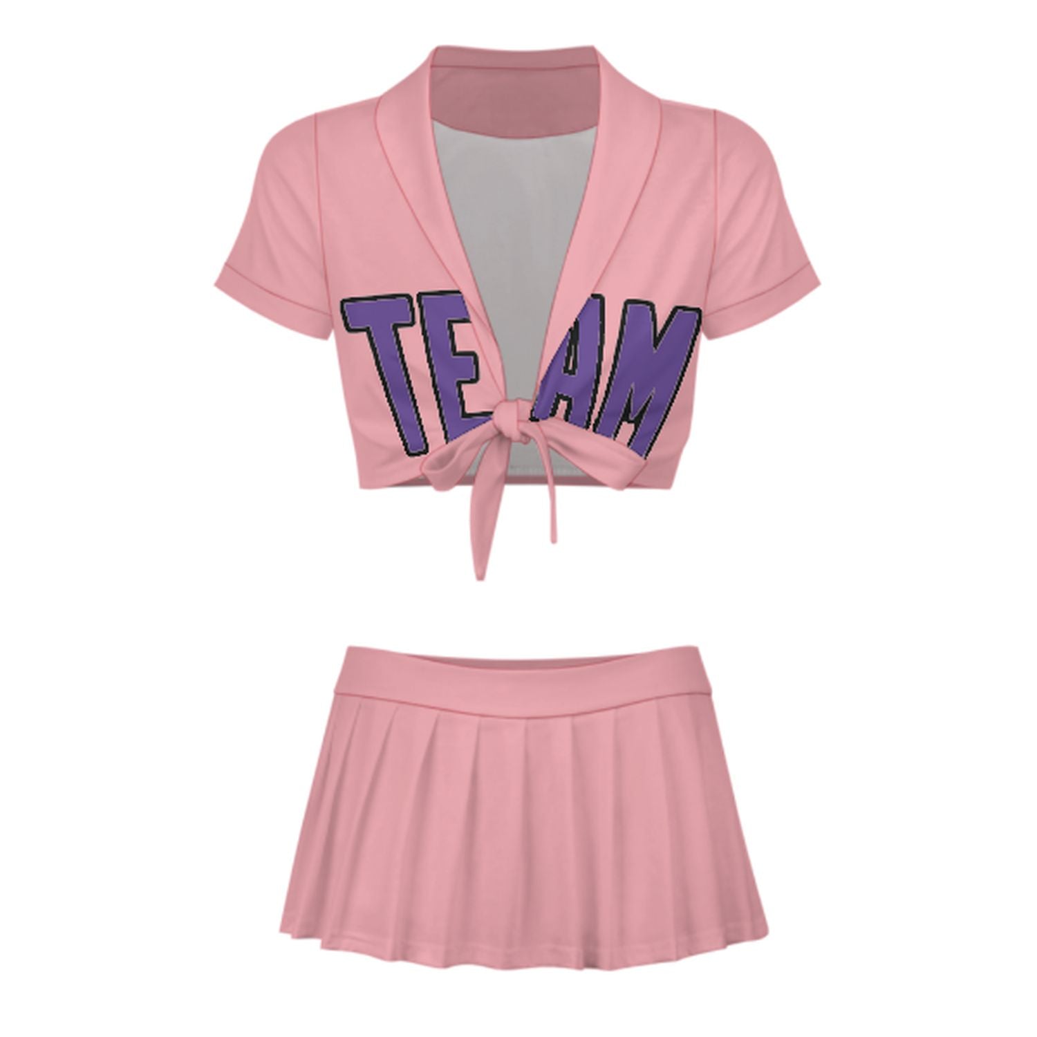 Maßgeschneidertes Rosa Lavendel Cheerleader Outfit Set