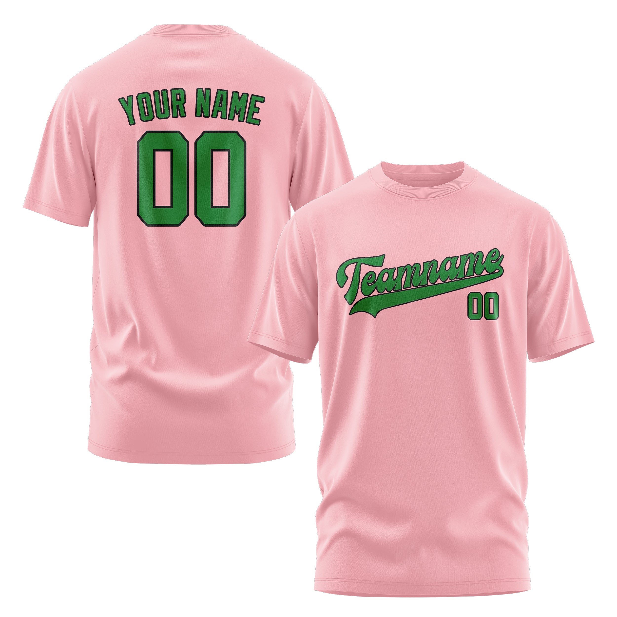 Maßgeschneidertes Rosa Smaragdgrün T-Shirt