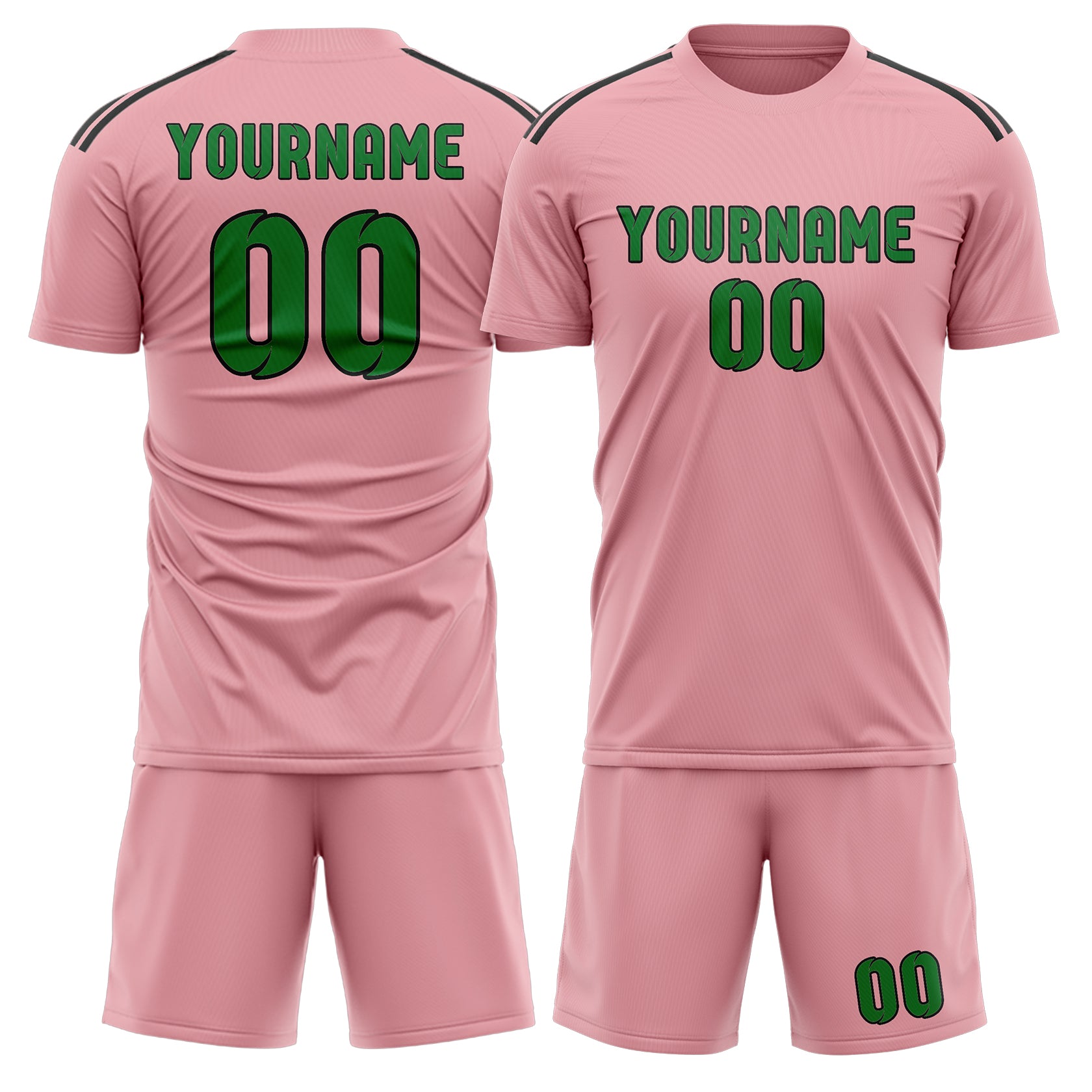 Set di maglie da football rosa e verde smeraldo professionali su misura