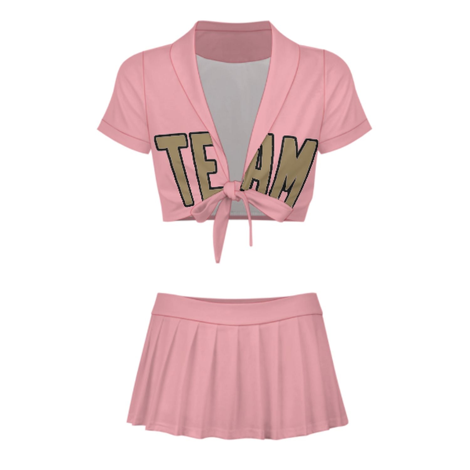 Maßgeschneidertes Rosa Hellkhaki Cheerleader Outfit Set