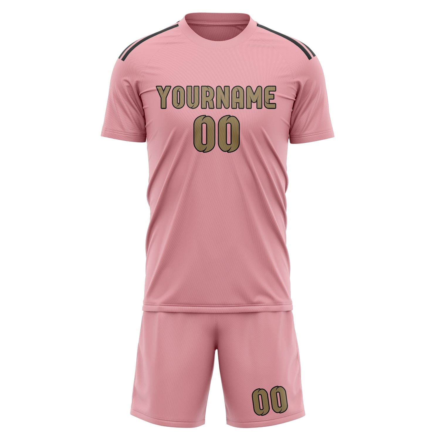 Set di maglie da football professionali rosa chiaro kaki su misura