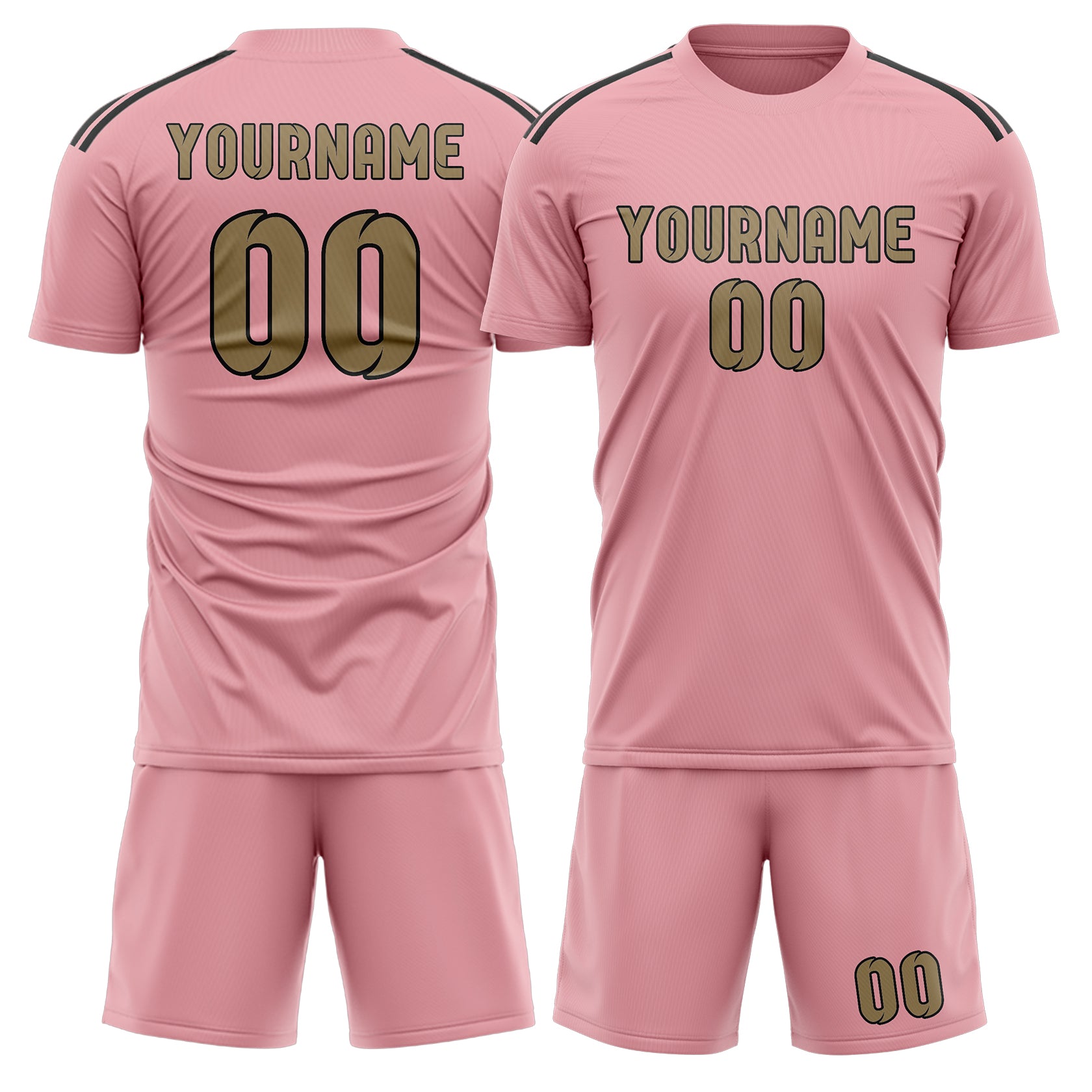 Set di maglie da football professionali rosa chiaro kaki su misura