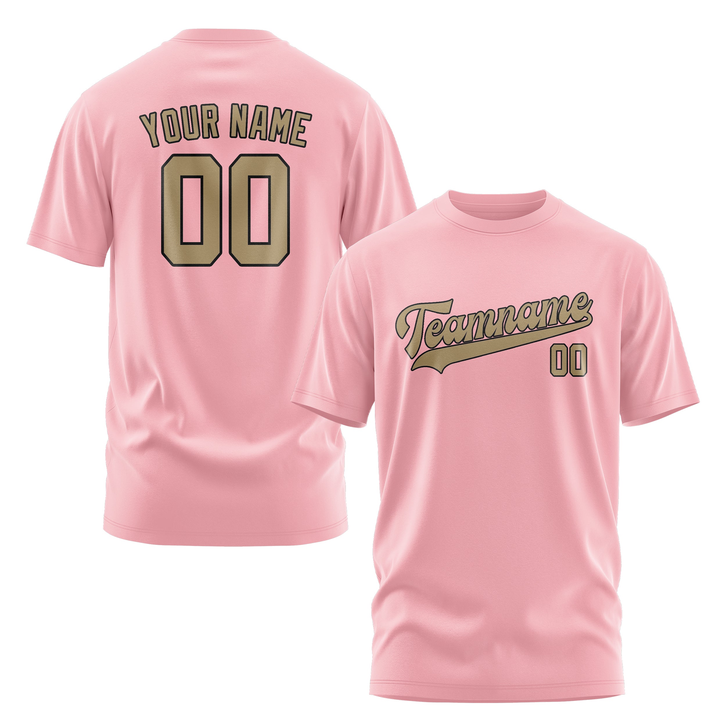 Maßgeschneidertes Rosa Hellkhaki T-Shirt