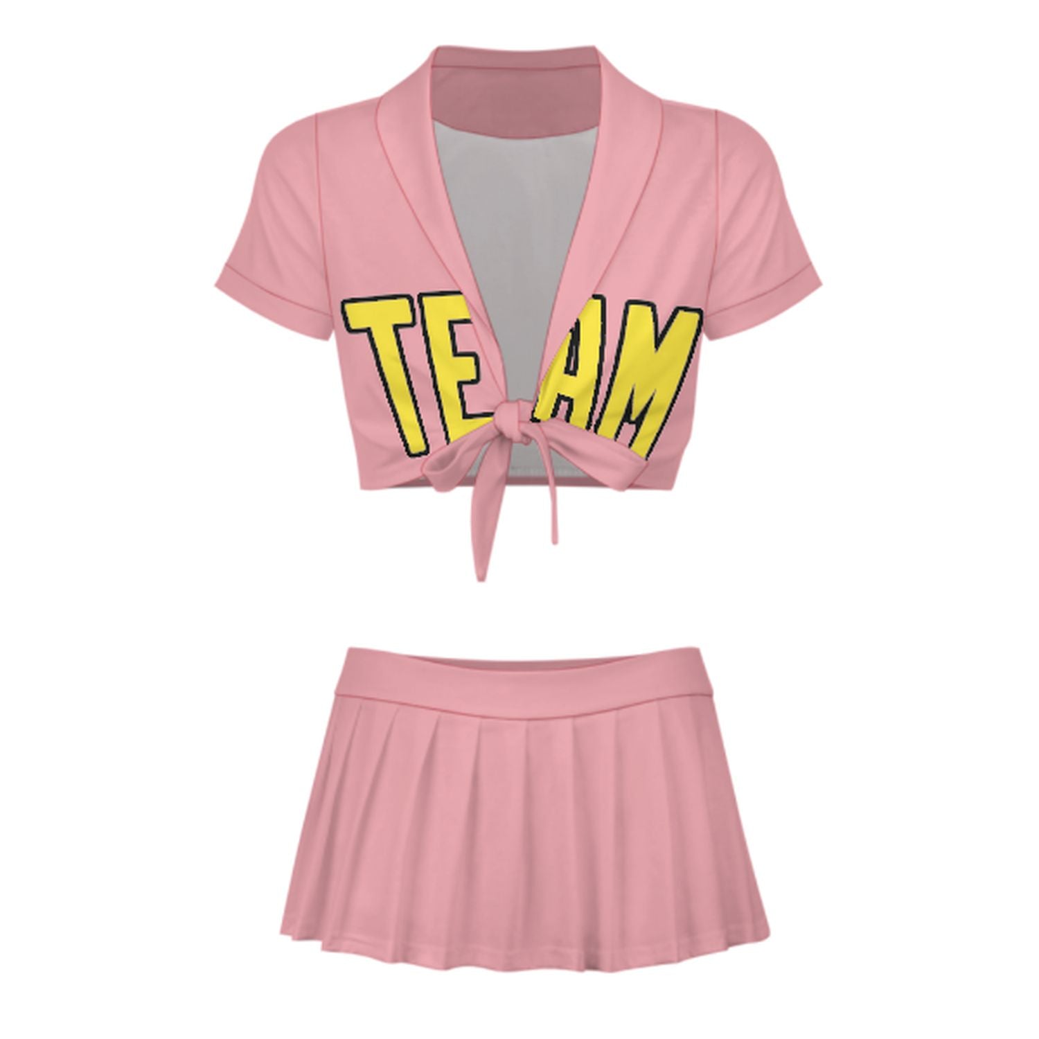 Maßgeschneidertes Rosa Blassgelb Cheerleader Outfit Set