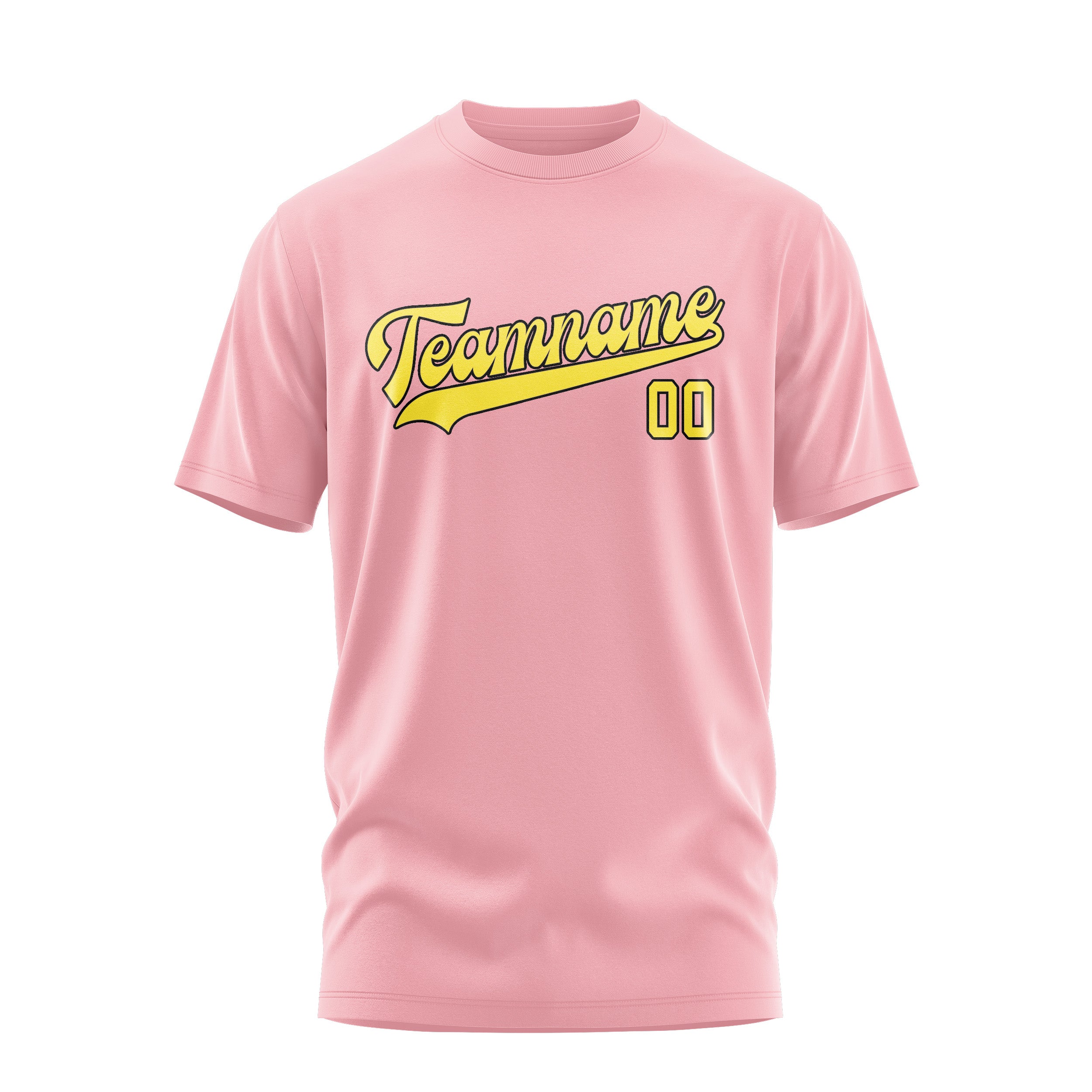 Maßgeschneidertes Rosa Blassgelb T-Shirt