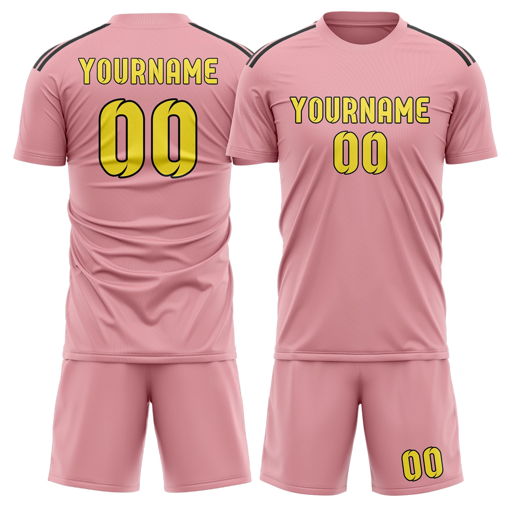 Set di maglie da football professionali rosa giallo pallido su misura