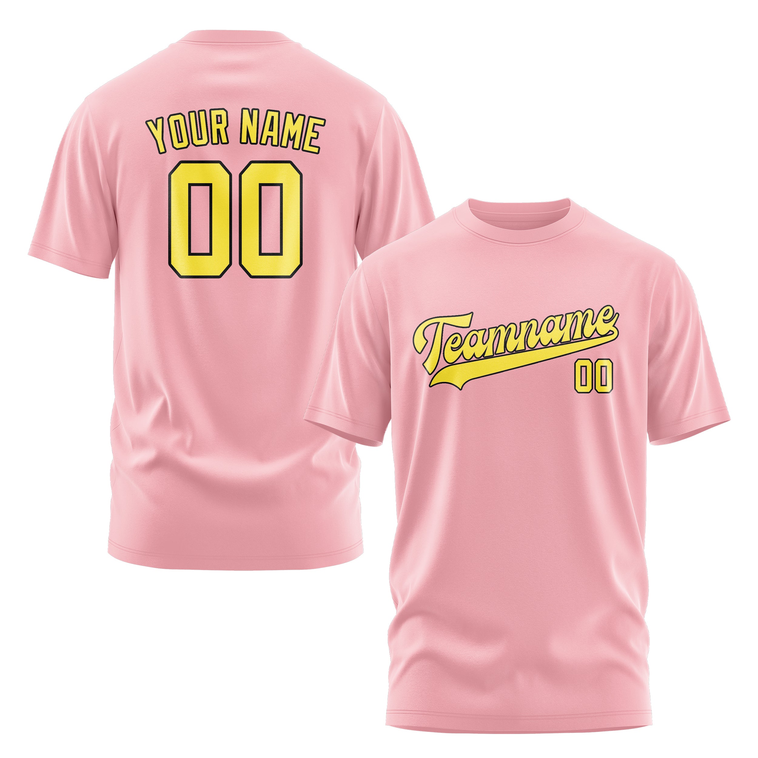 Maßgeschneidertes Rosa Blassgelb T-Shirt