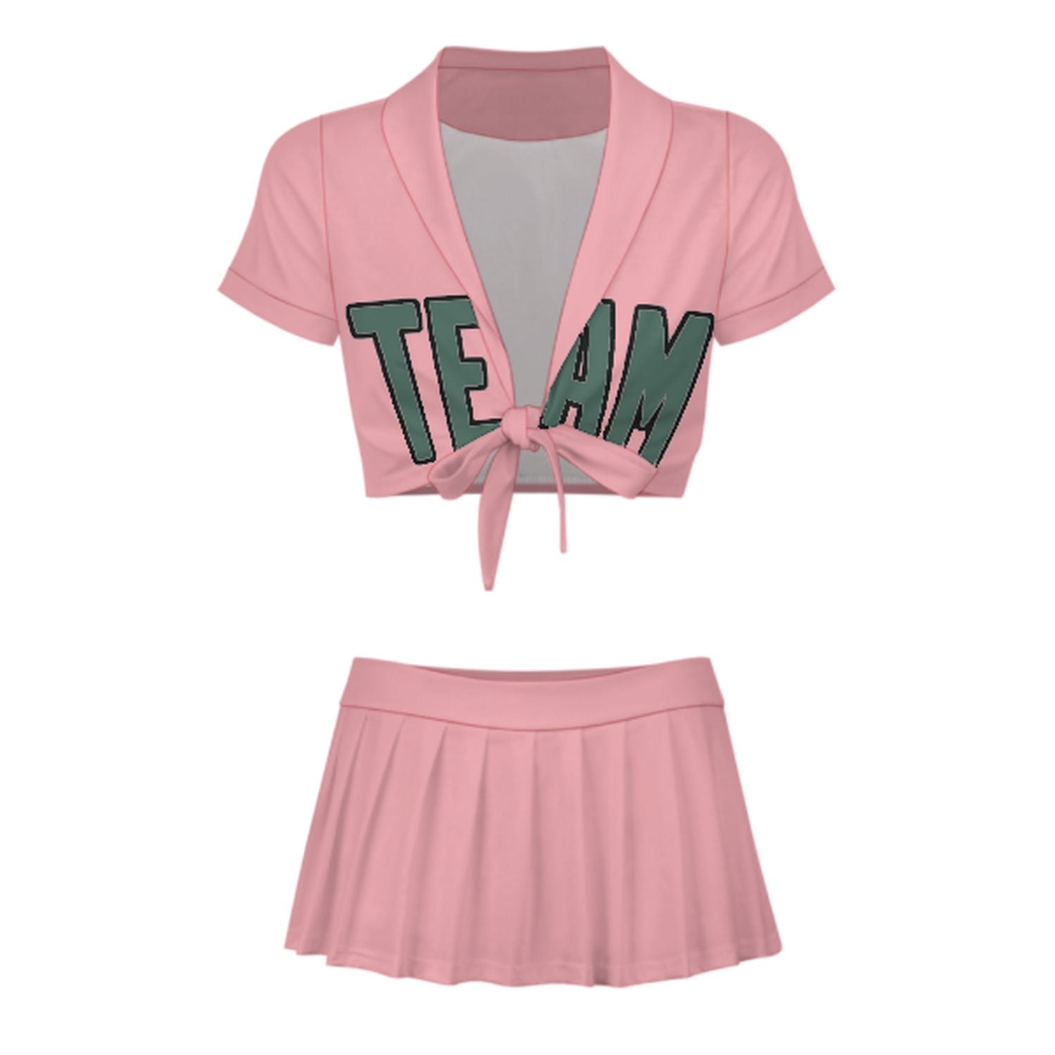 Maßgeschneidertes Rosa Blaugrün Cheerleader Outfit Set