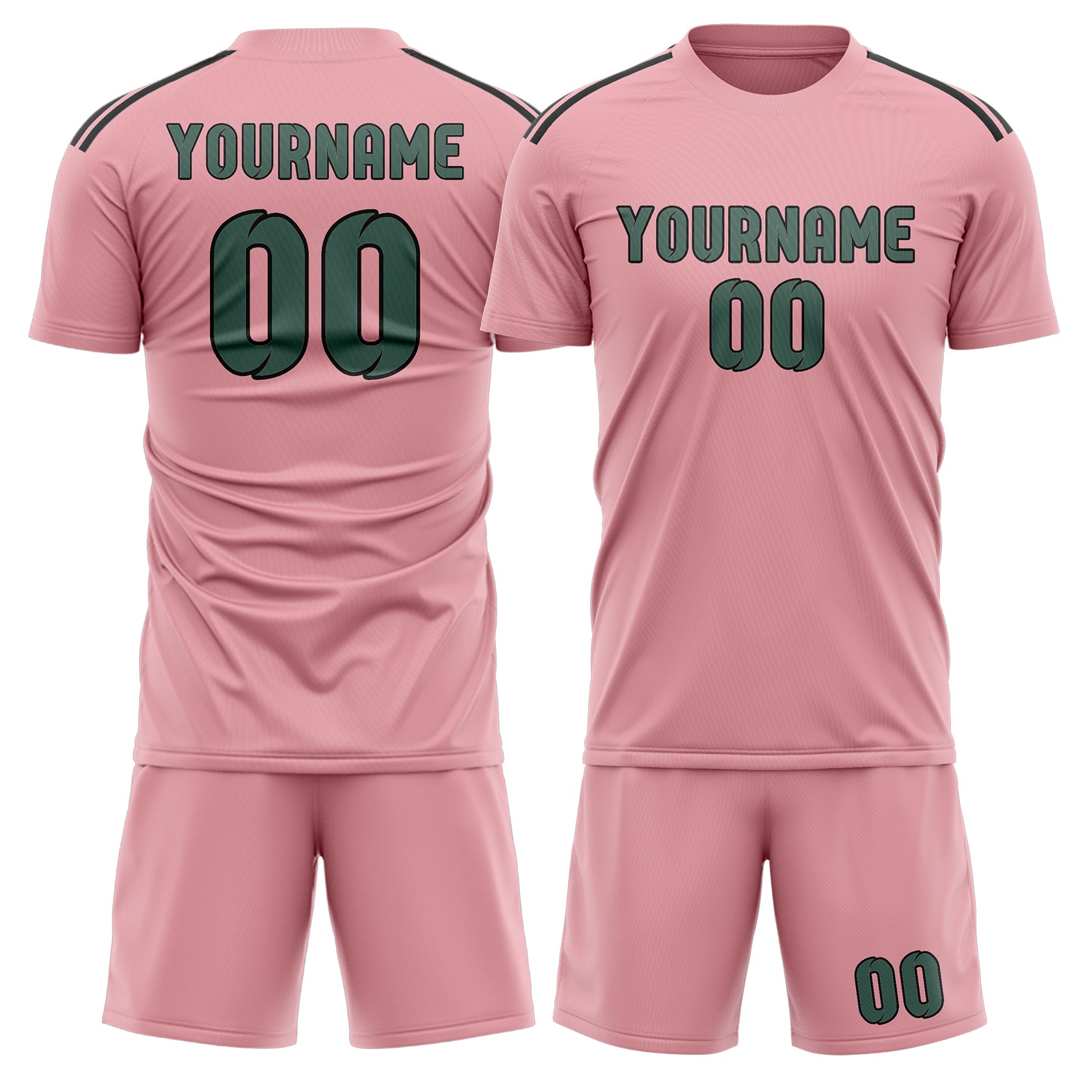 Set di maglie da football personalizzate rosa e verde acqua