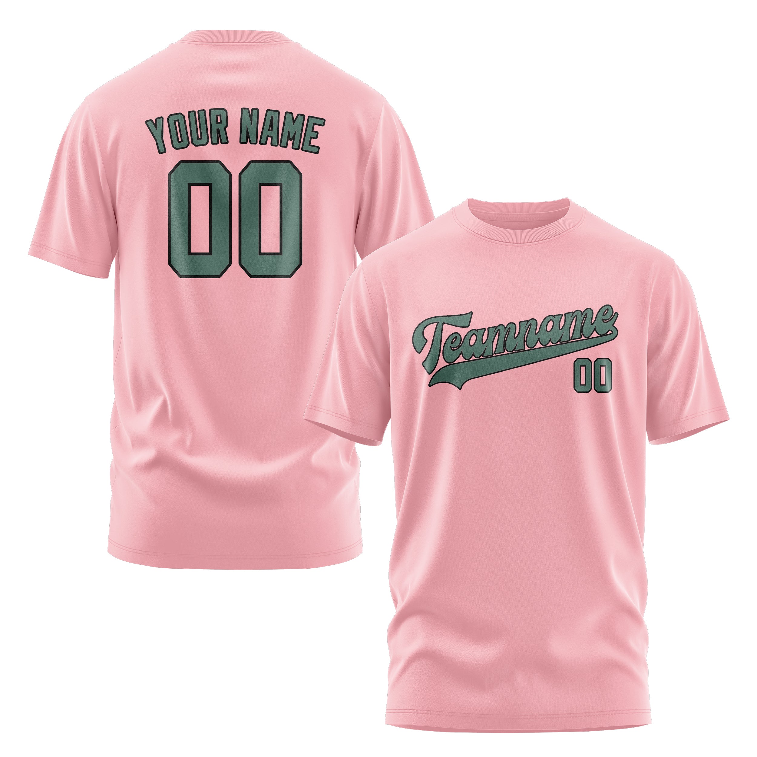 Maßgeschneidertes Rosa Blaugrün T-Shirt