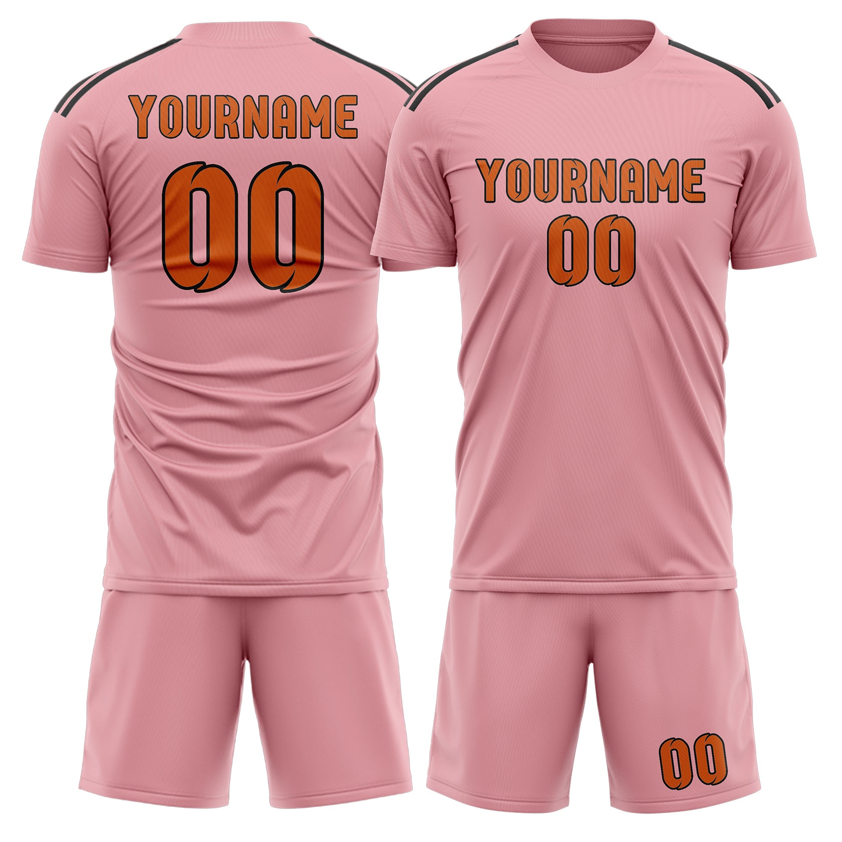 Set di maglie da calcio rosa e arancioni personalizzate