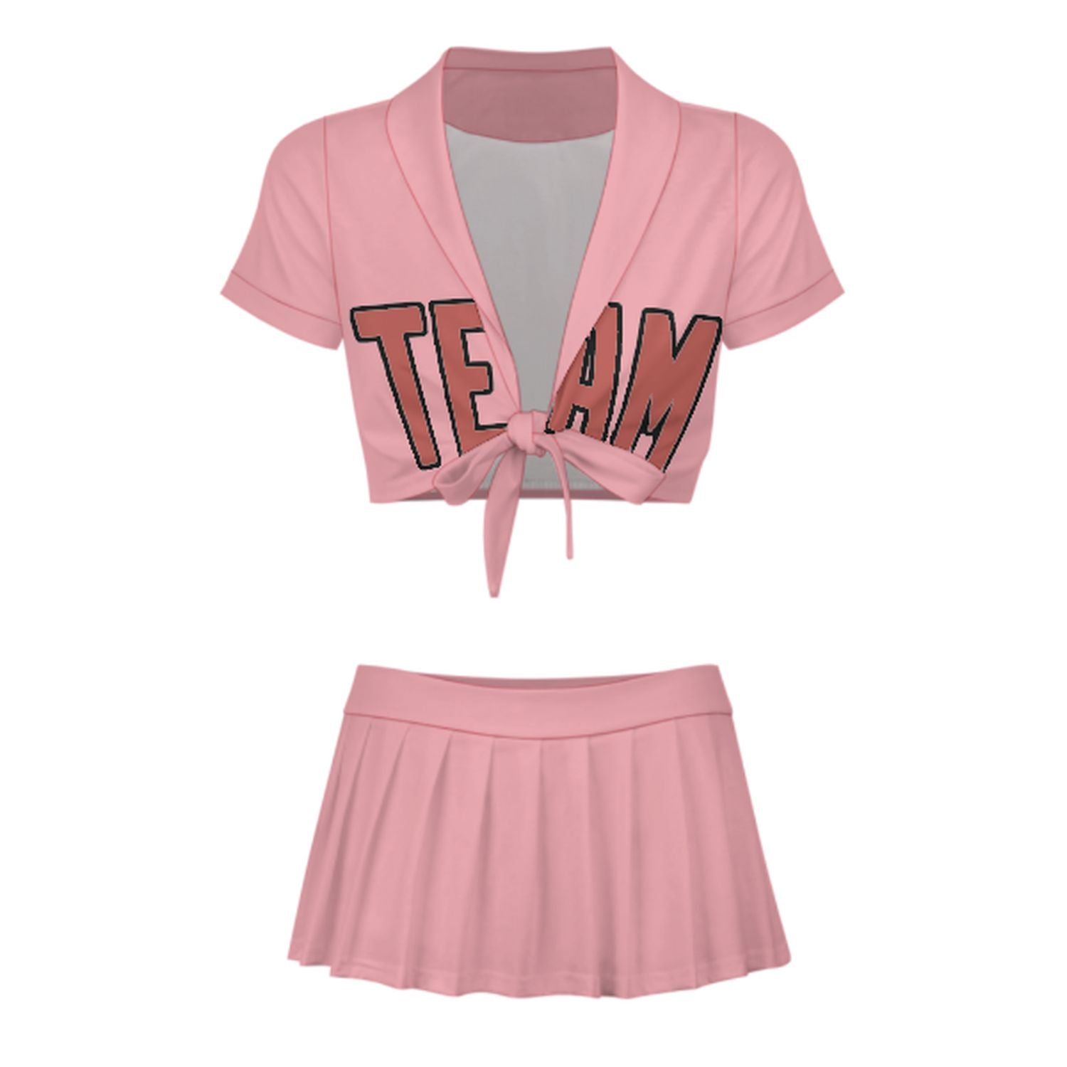 Maßgeschneidertes Rosa Kupferrose Cheerleader Outfit Set