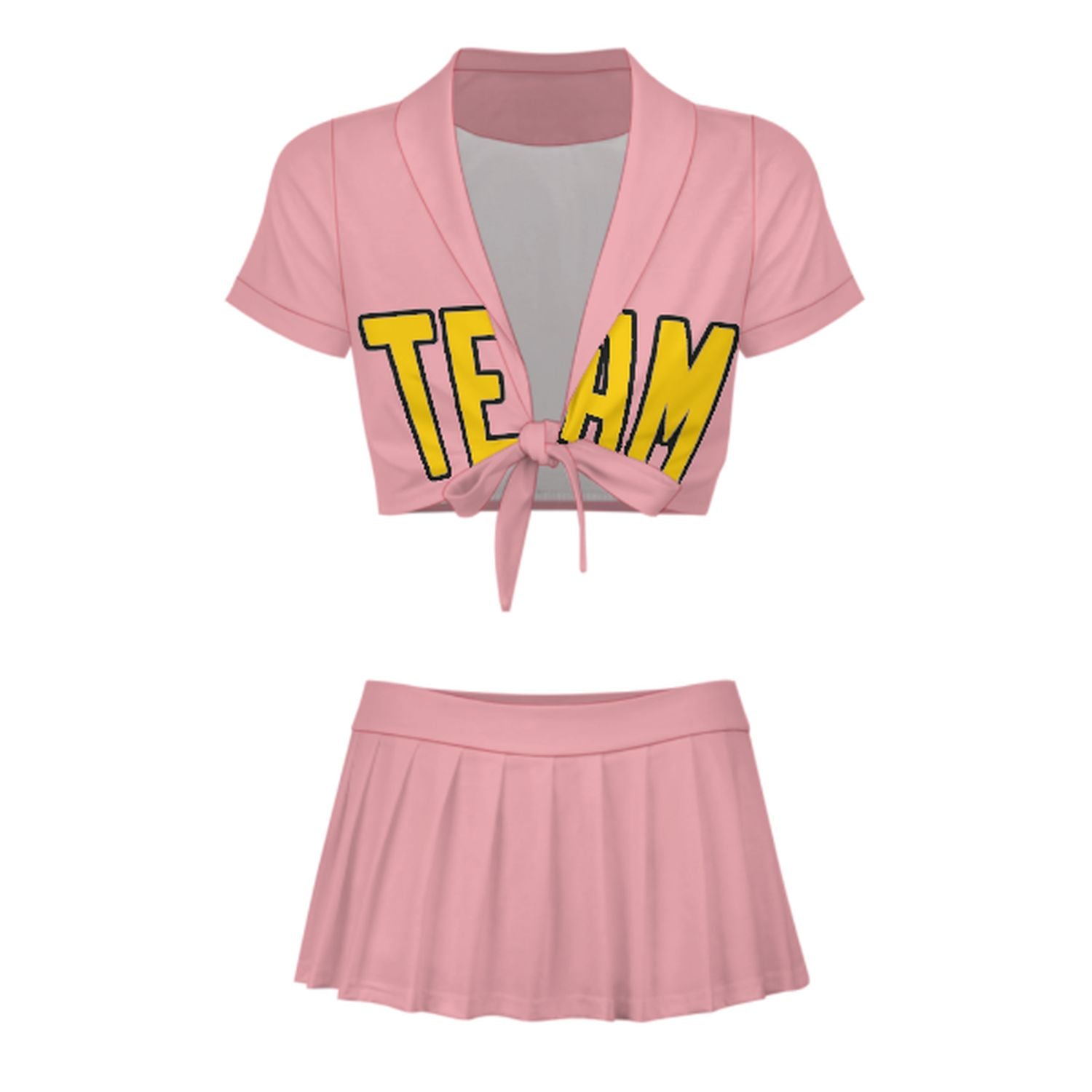 Maßgeschneidertes Rosa Gold Cheerleader Outfit Set