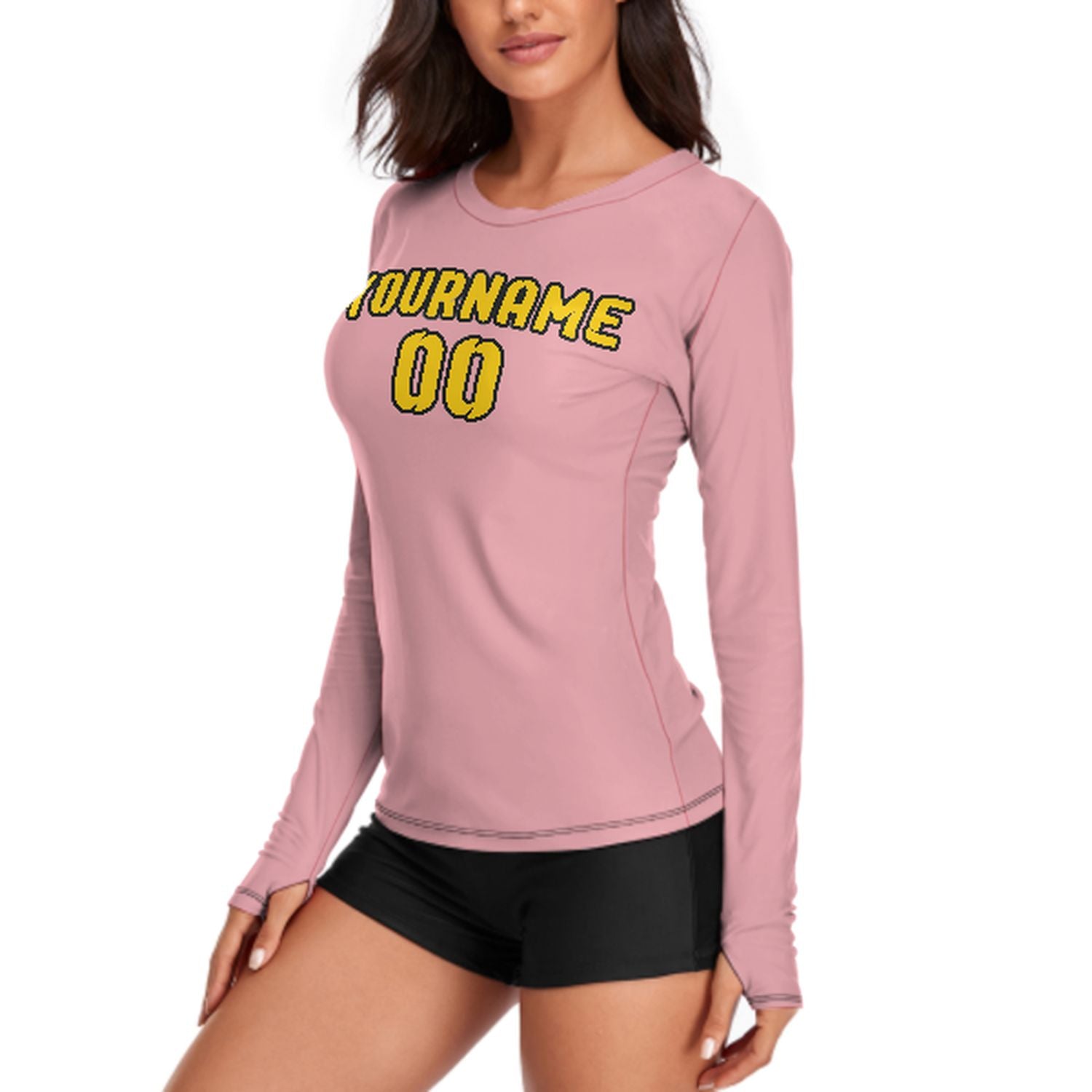 Camicia a maniche lunghe da donna in oro rosa realizzata su misura