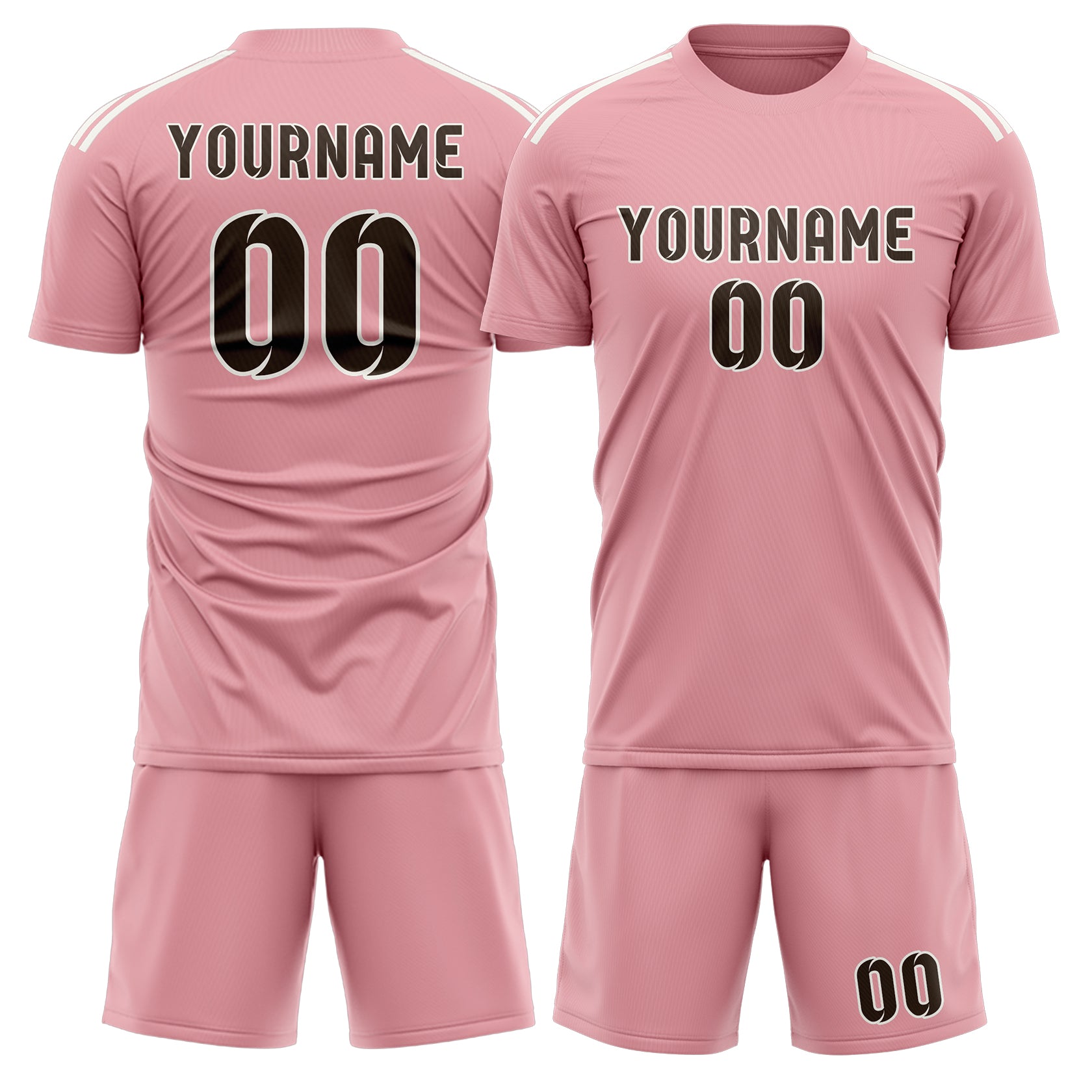 Set di maglie da football rosa e marroni personalizzate