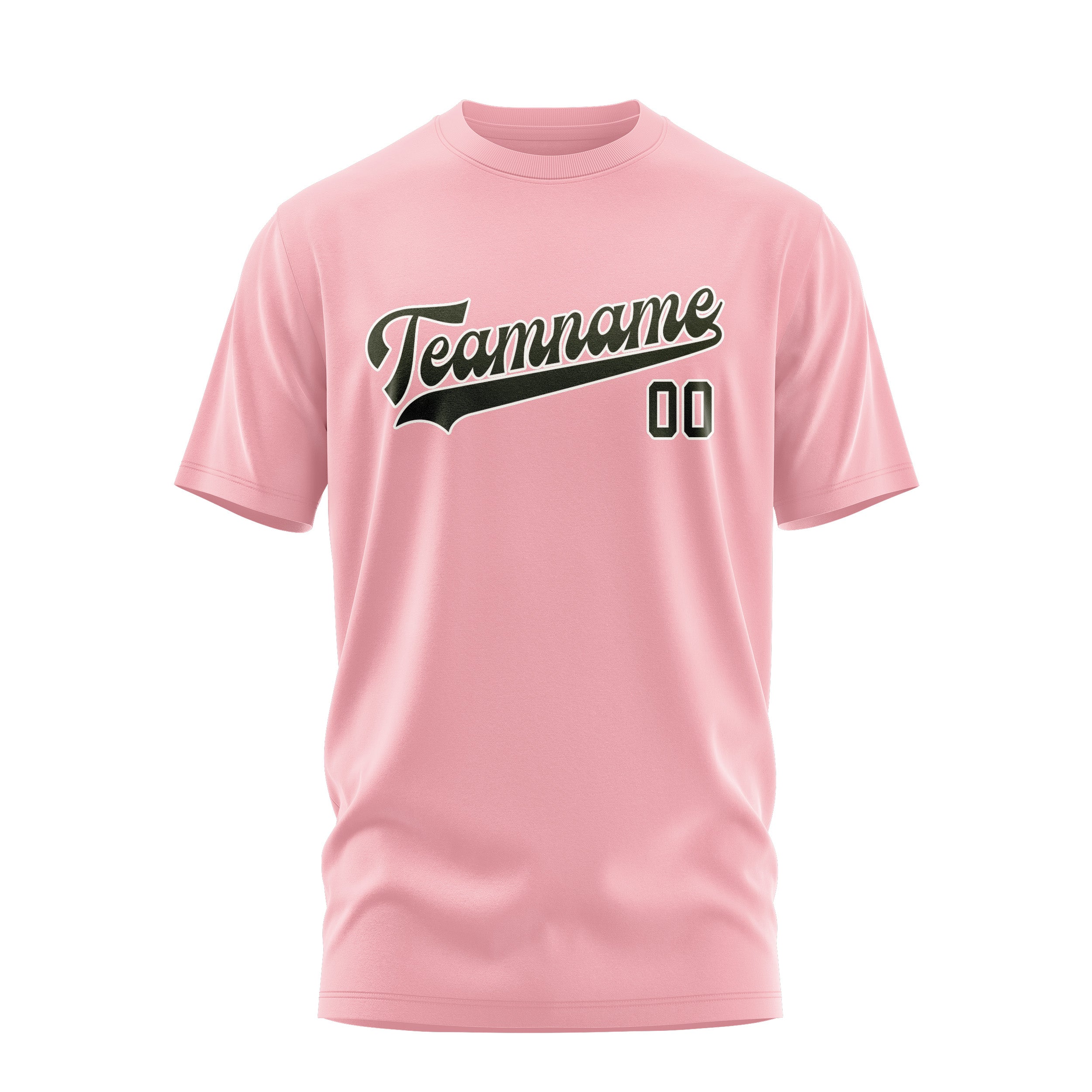 Maßgeschneidertes Rosa Dunkles Oliv T-Shirt