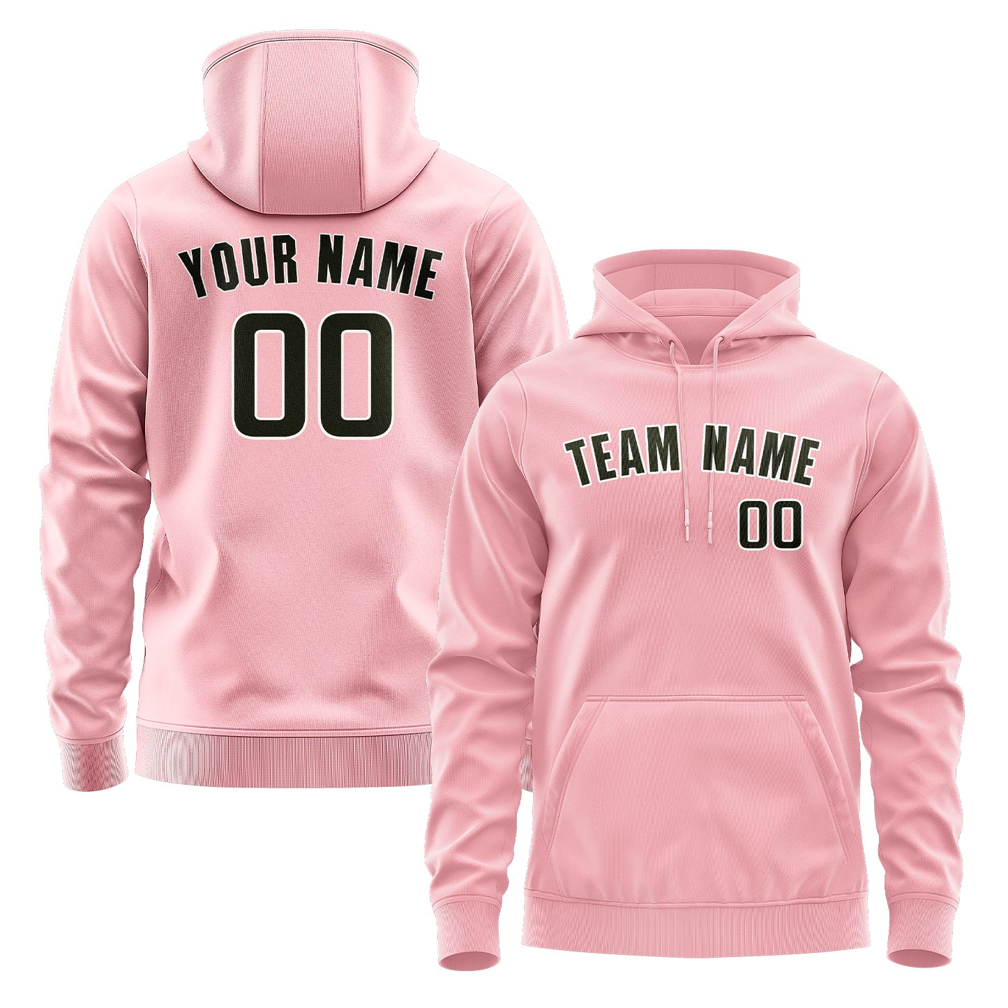 Maßgeschneidertes Rosa Dunkles Oliv Hoodie