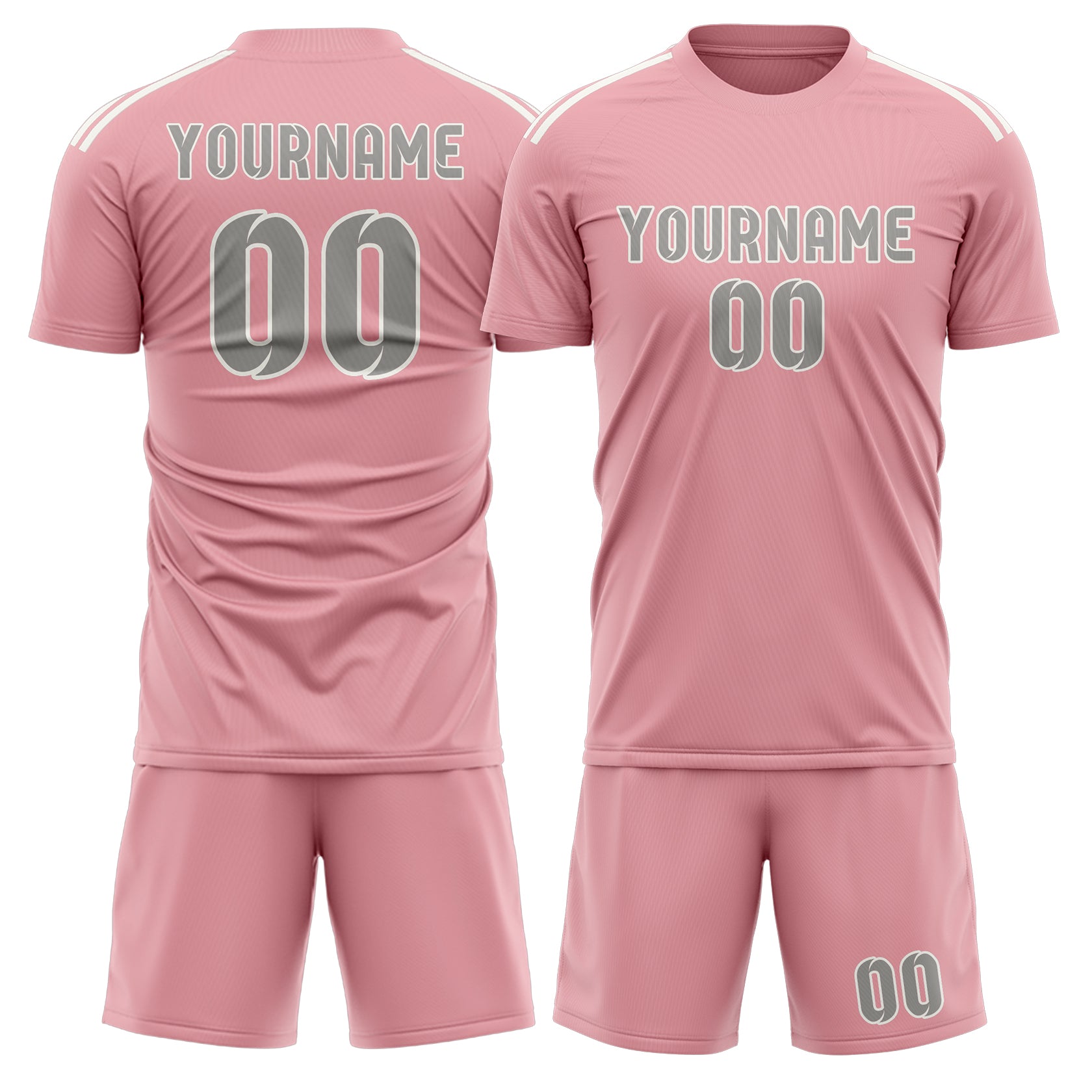 Set di maglie da calcio rosa e grigie personalizzate