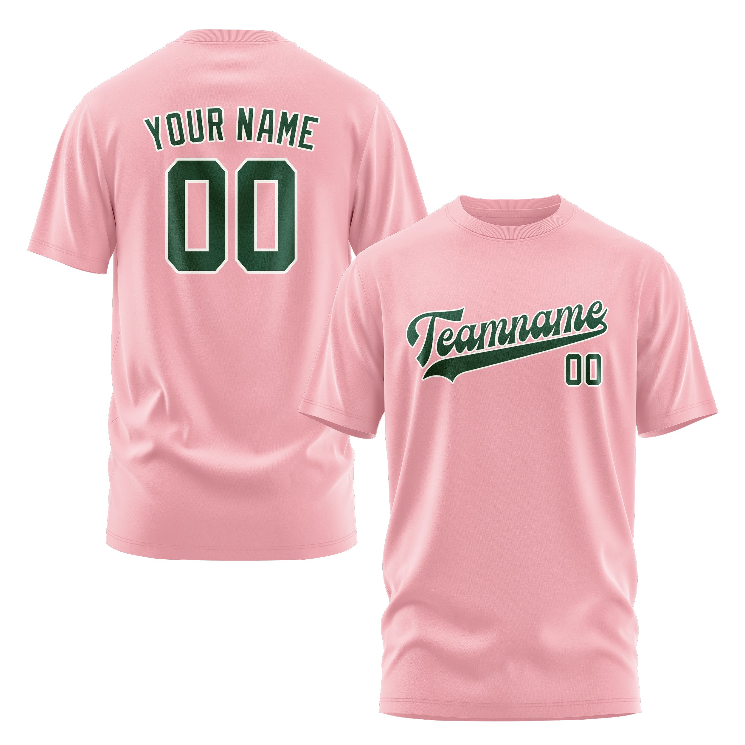 Maßgeschneidertes Rosa Moosgrün T-Shirt