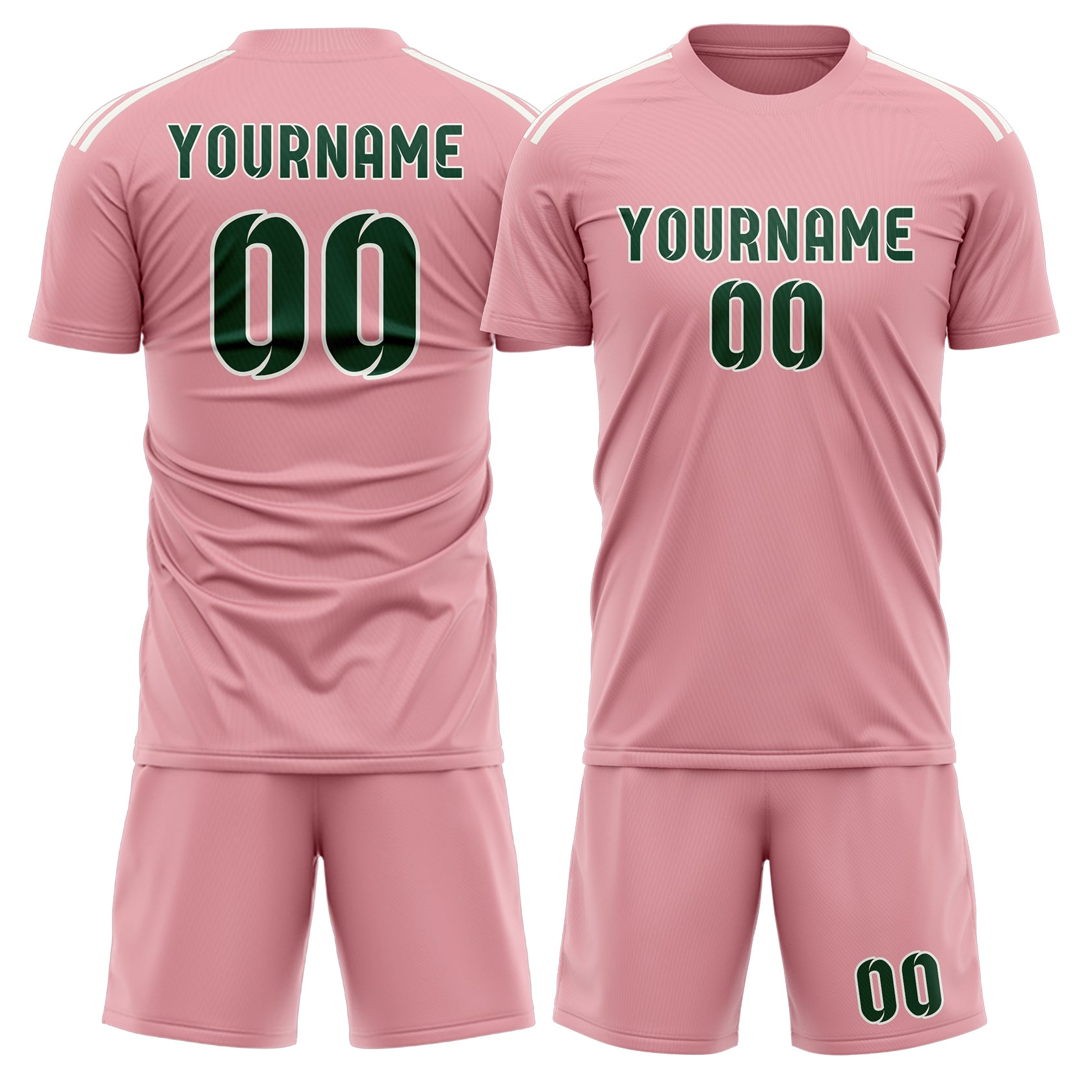 Set di maglie da football professionali rosa e verde muschio su misura