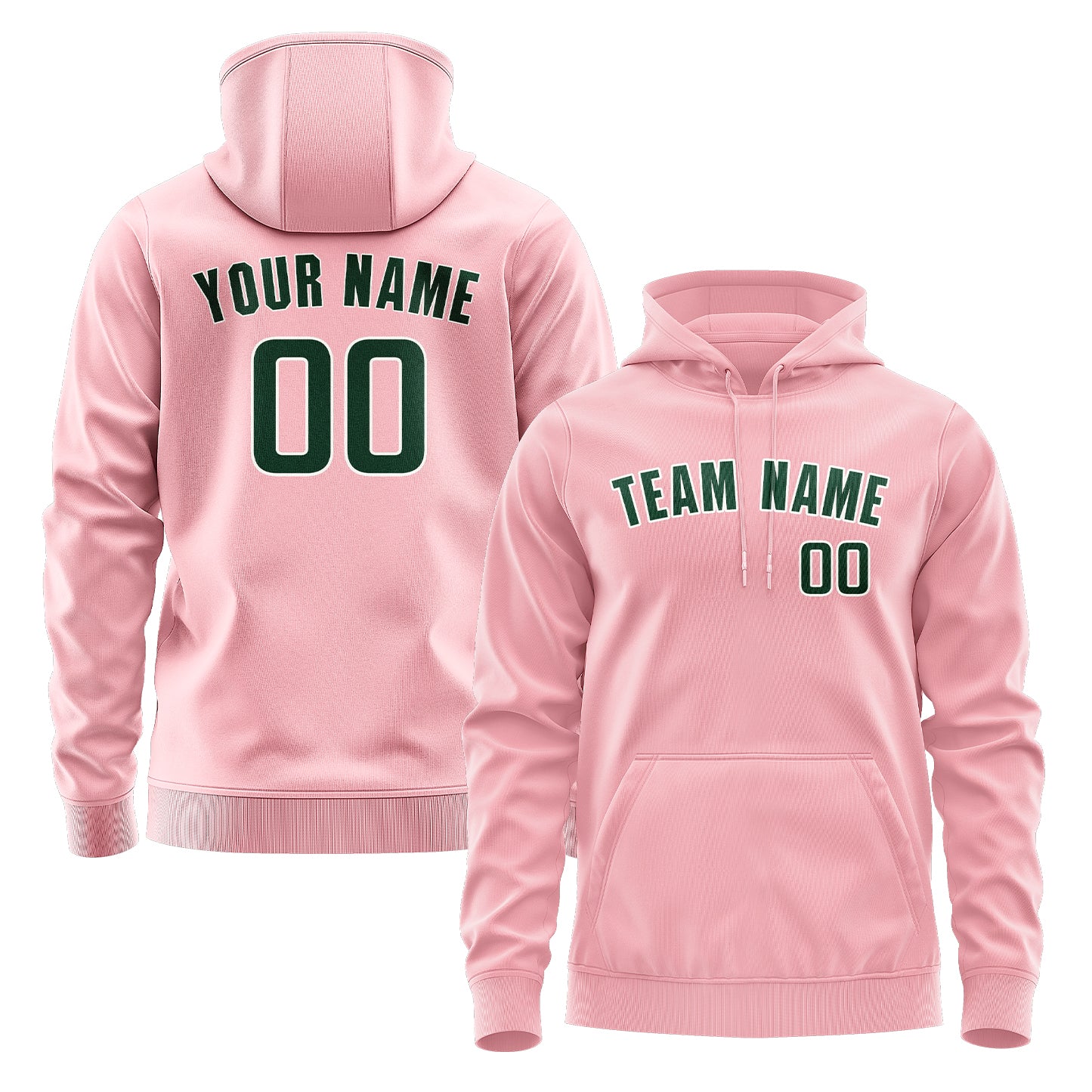 Maßgeschneidertes Rosa Moosgrün Hoodie