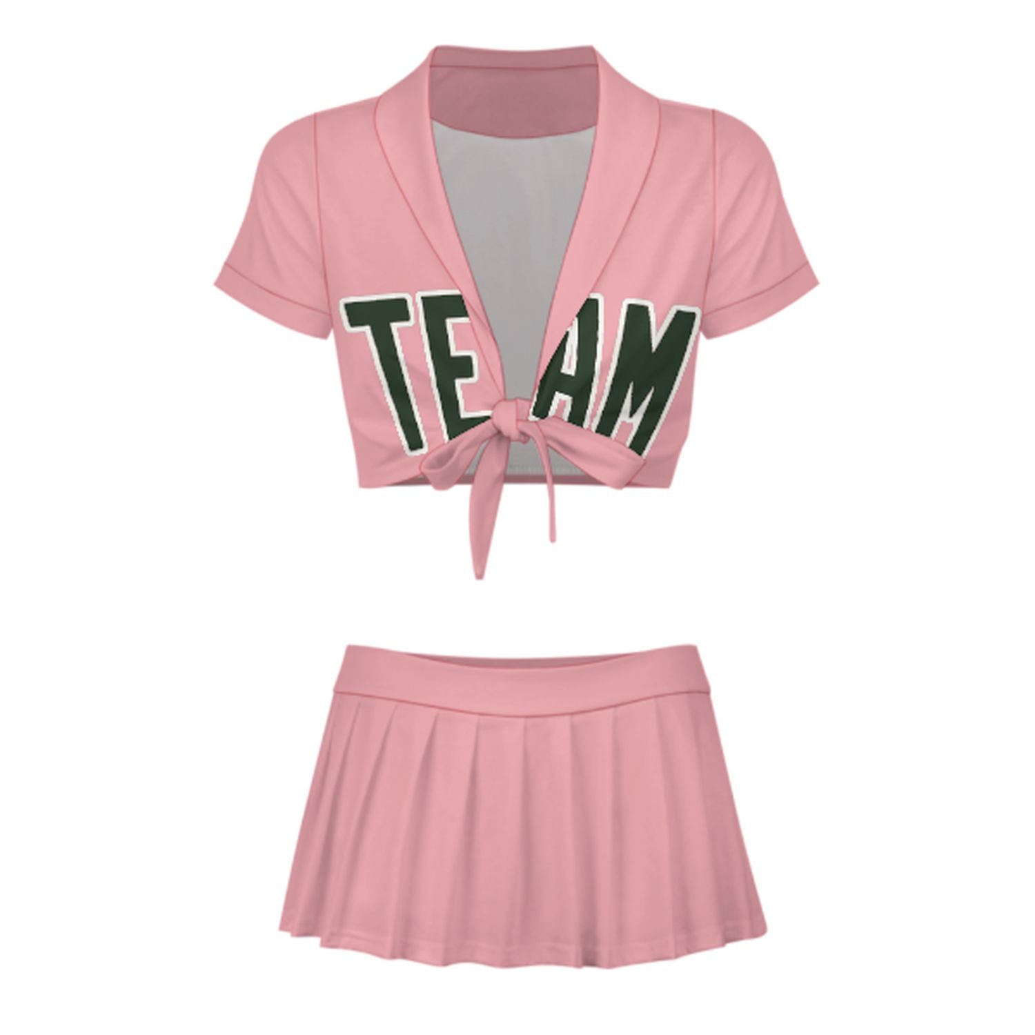Maßgeschneidertes Rosa Tannengrün Cheerleader Outfit Set