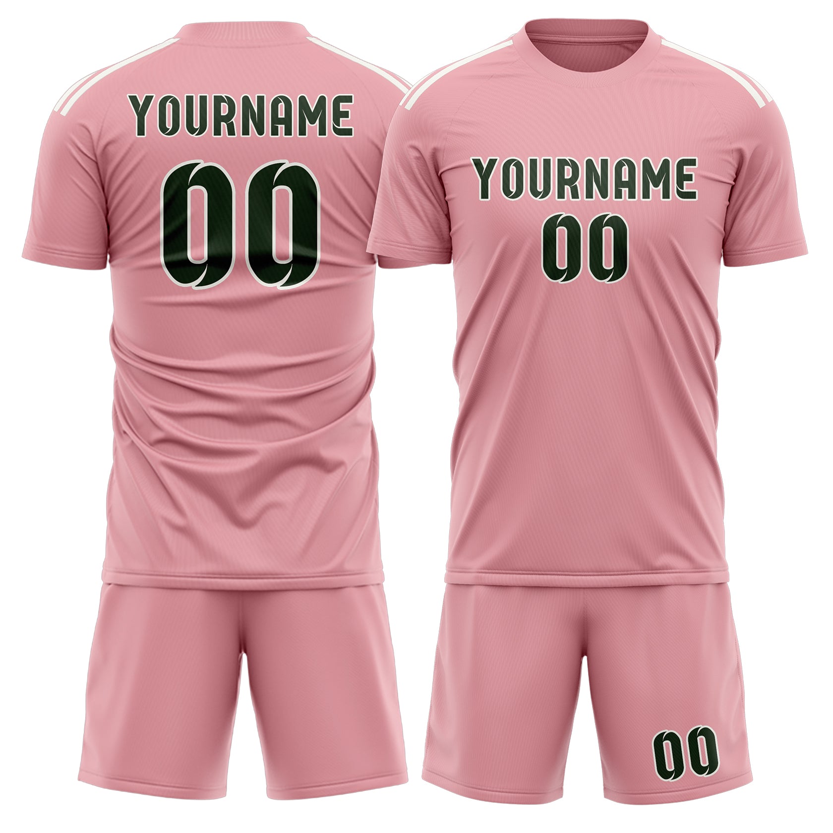 Set di maglie da football professionali rosa e verdi su misura