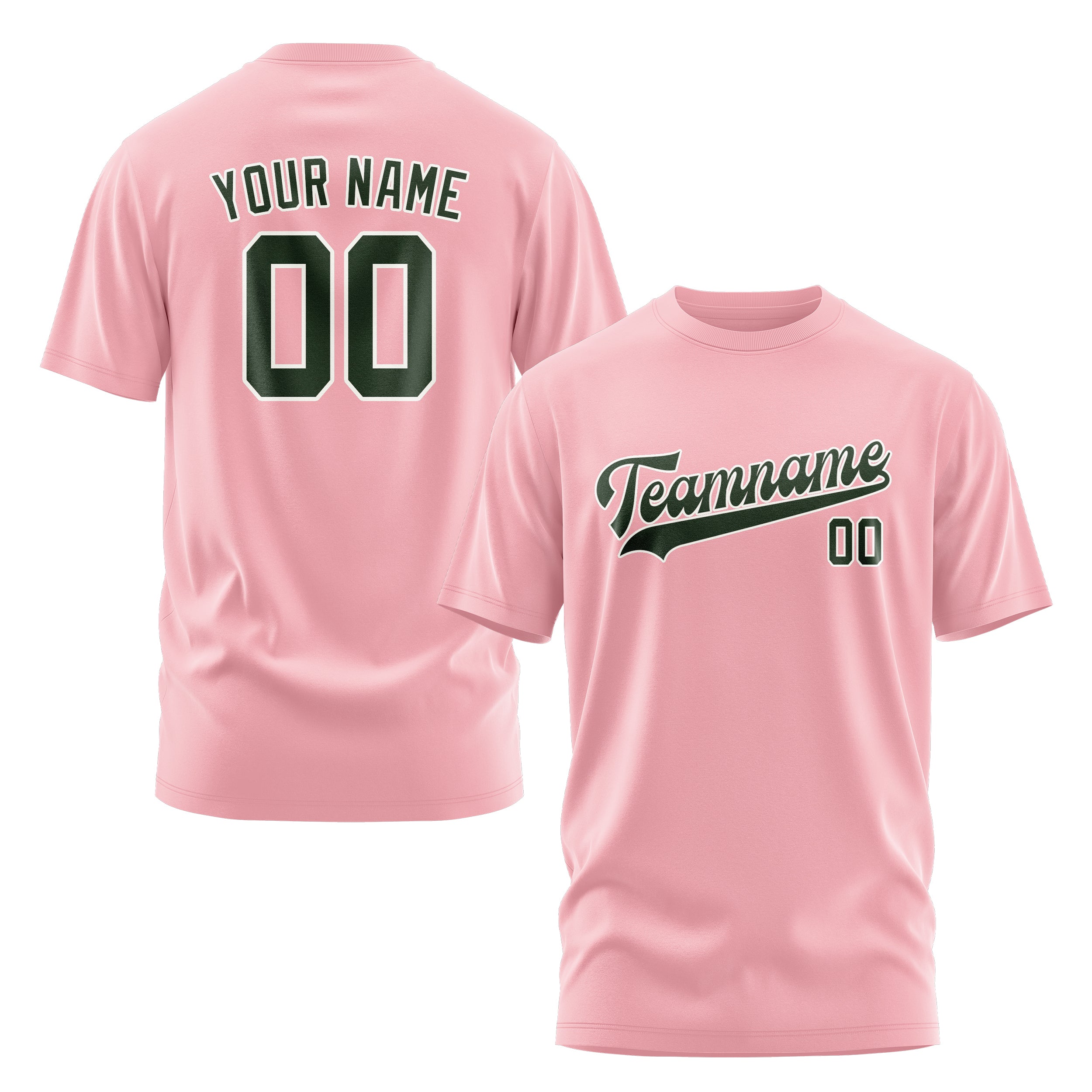Maßgeschneidertes Rosa Tannengrün T-Shirt