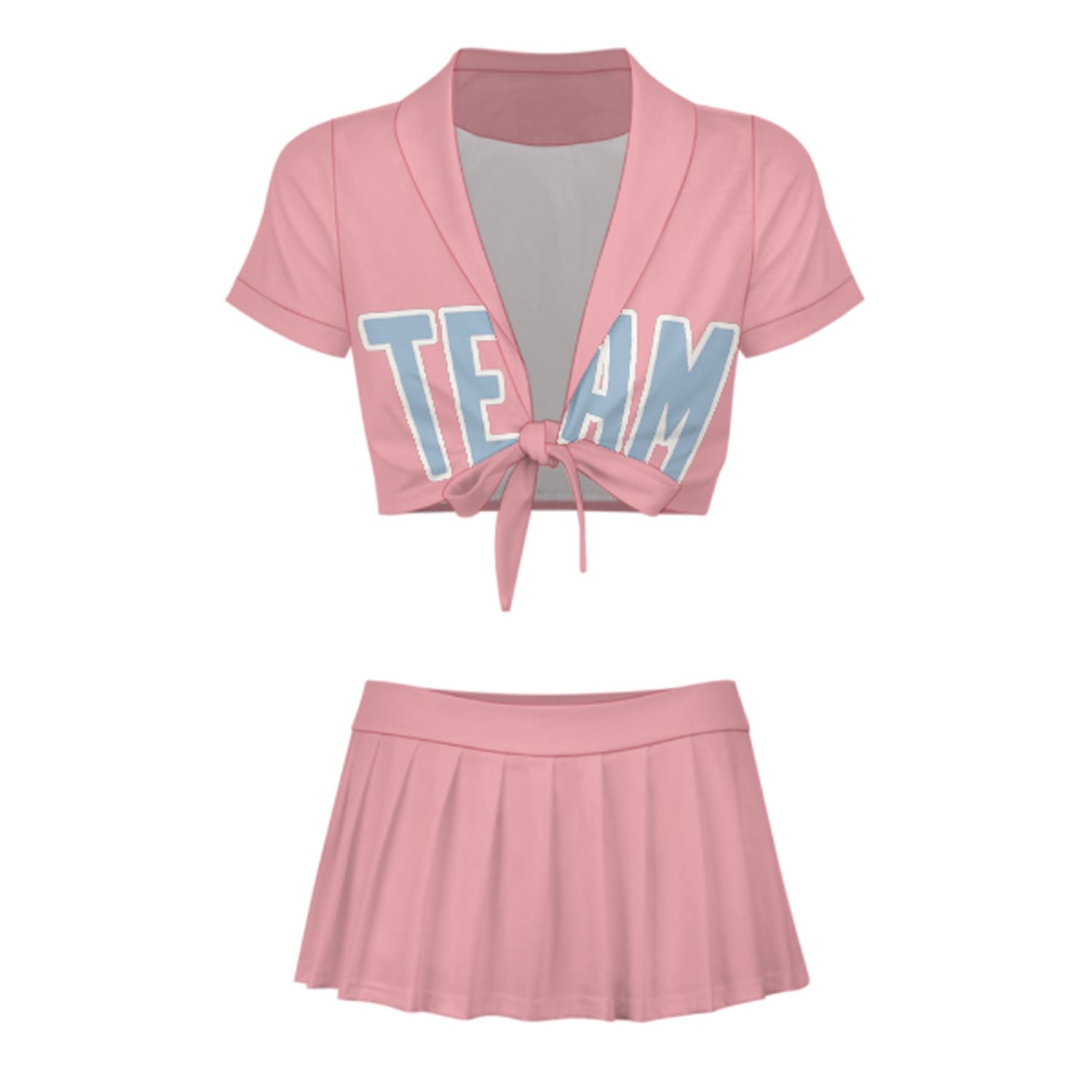 Maßgeschneidertes Rosa Hellblau Cheerleader Outfit Set