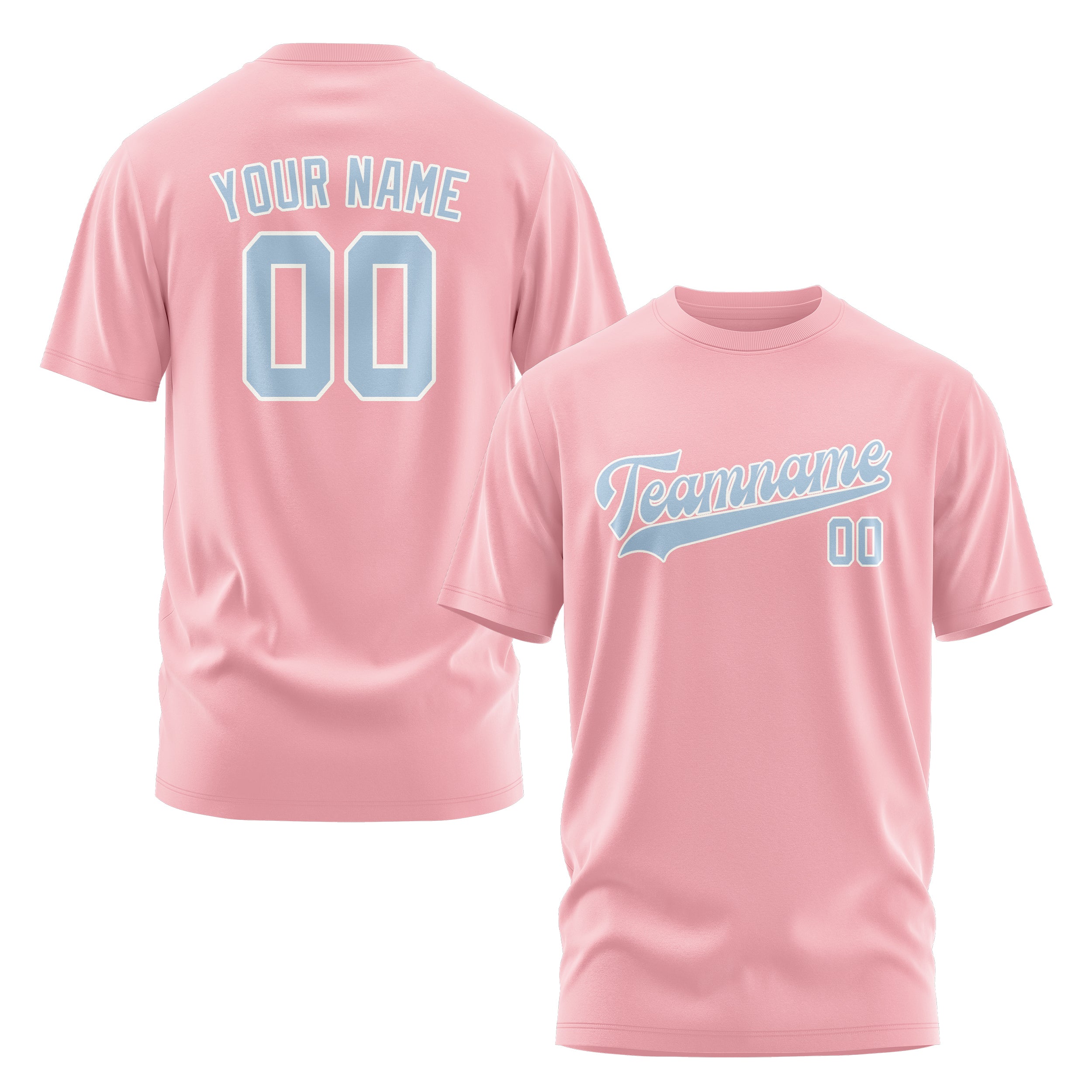 Maßgeschneidertes Rosa Hellblau T-Shirt