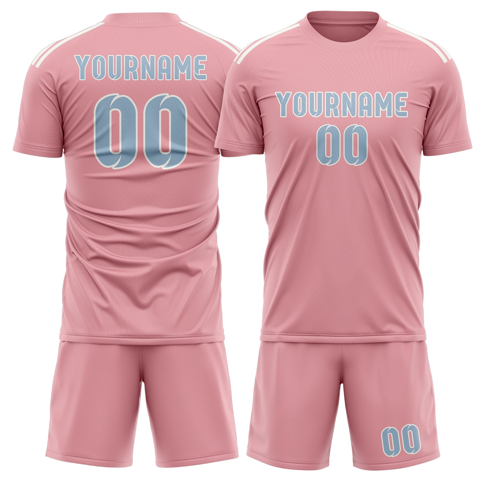 Set di maglie da football personalizzate rosa e azzurre