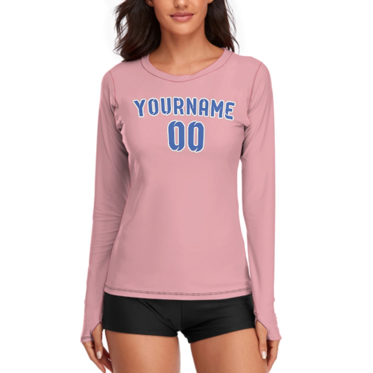 Camicia a maniche lunghe da donna su misura rosa cielo azzurro