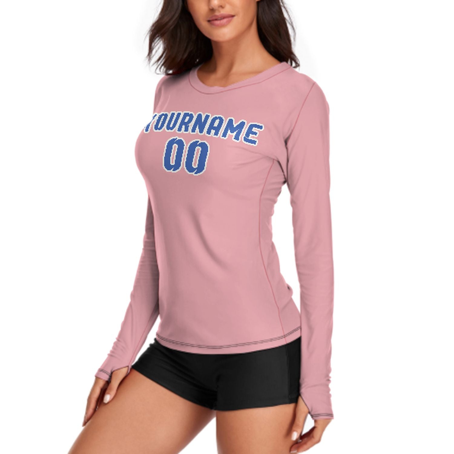 Camicia a maniche lunghe da donna su misura rosa cielo azzurro