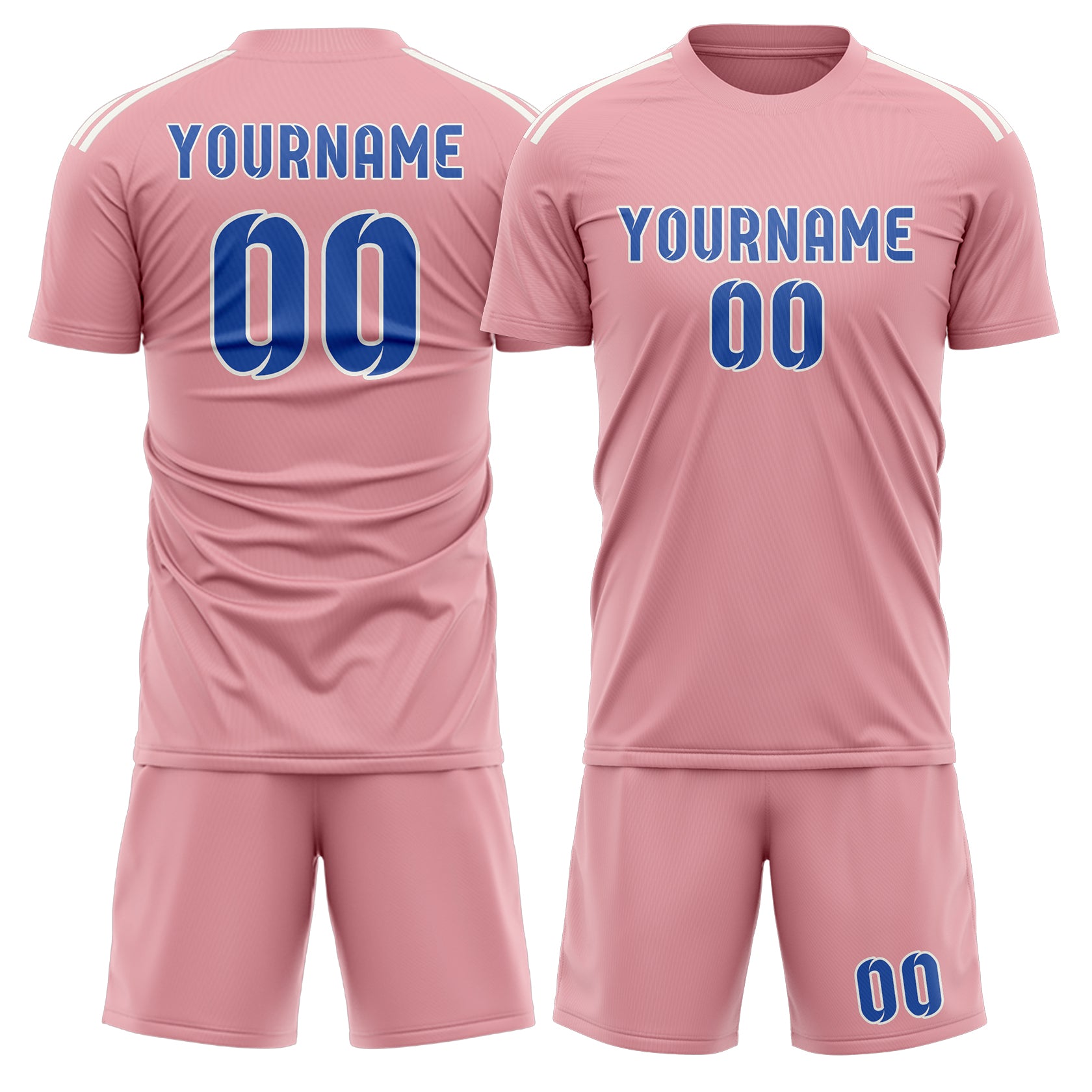 Set di maglie da football personalizzate rosa e blu cielo
